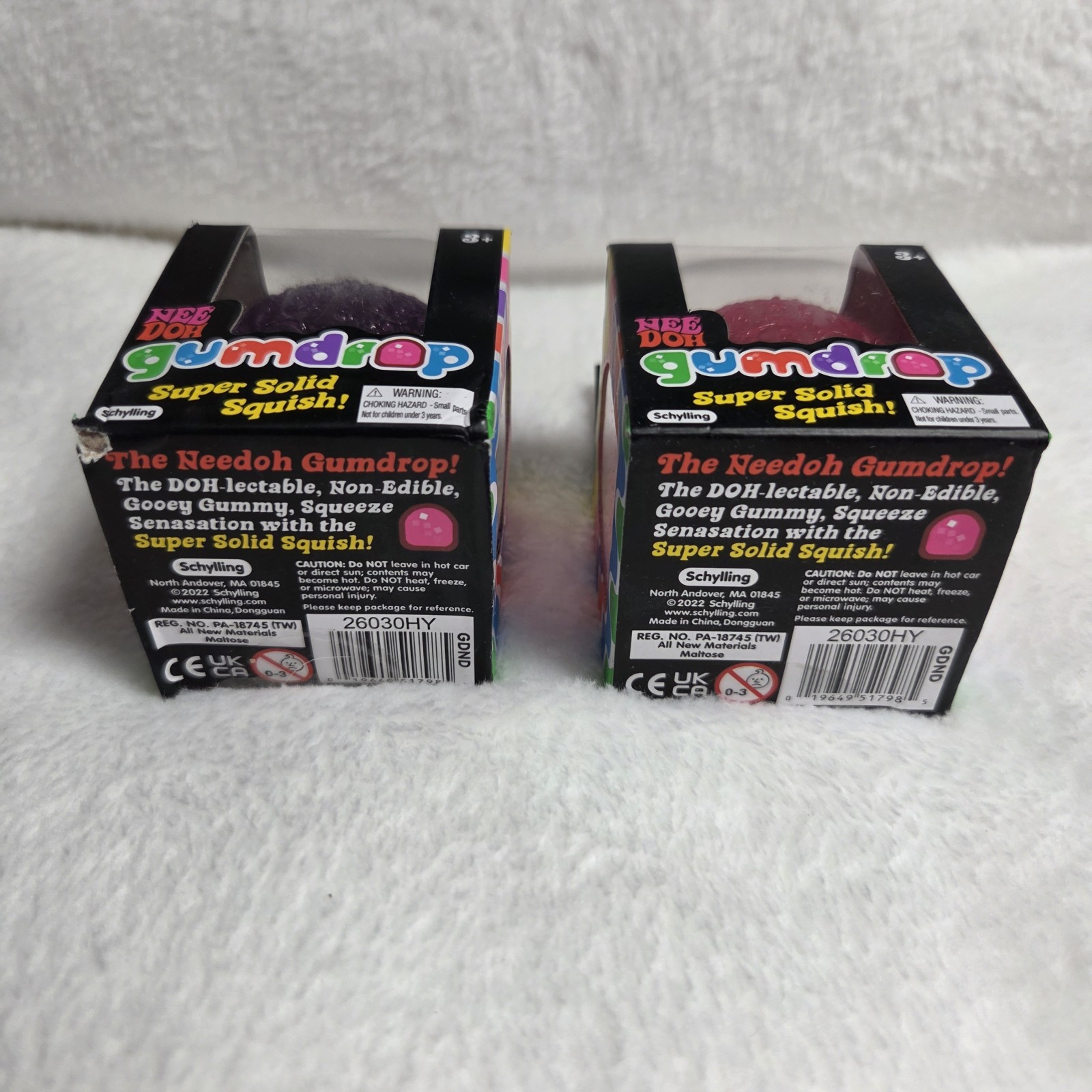 Authentic Schylling NeeDoh Gumdrop Super Solid Squish Lot of 2 Purple Pink New