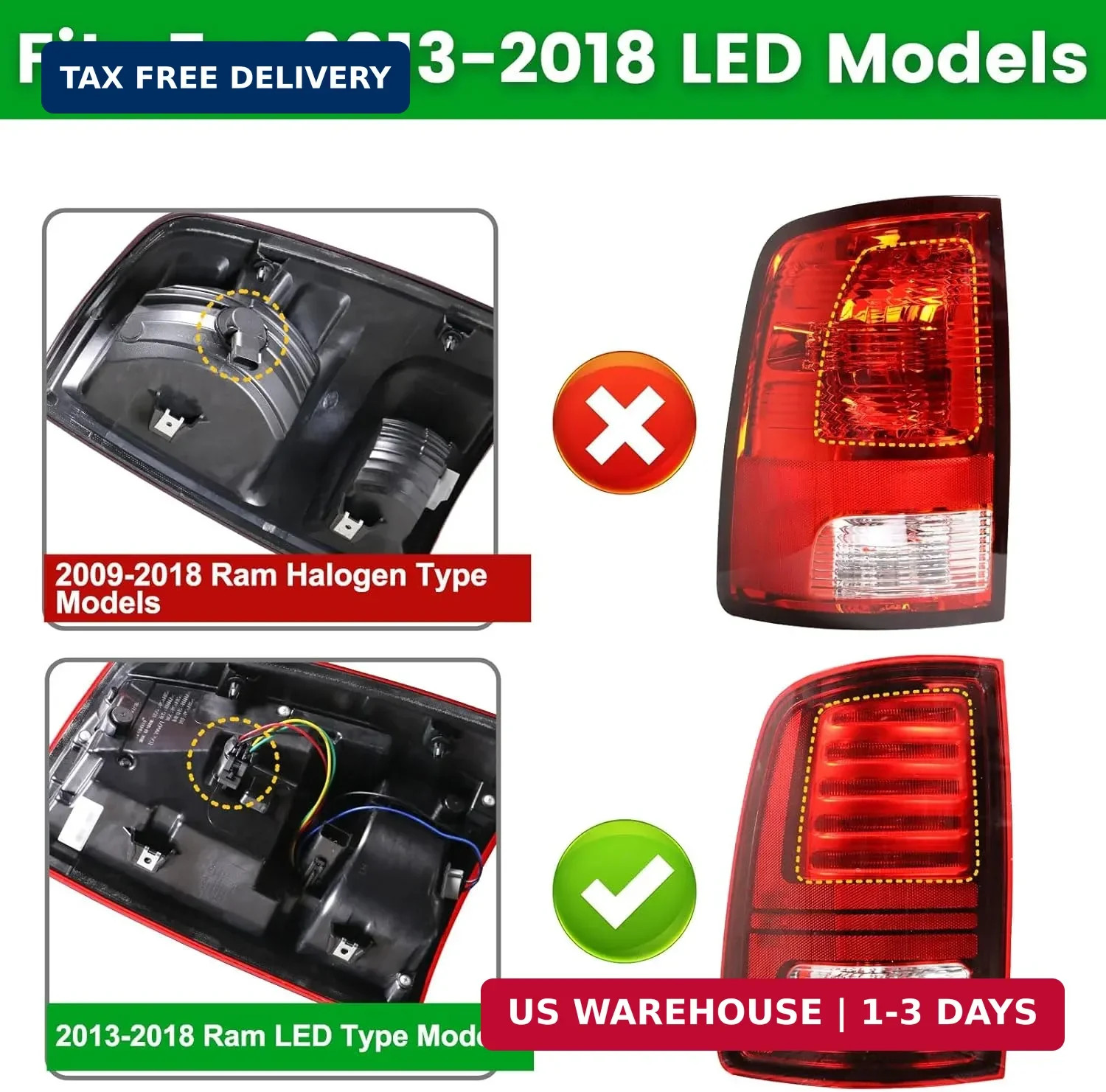 Lochnchn LED Tail Light Compatible with 2013-2018 Ram 1500,2014-2018 Ram 2500/35