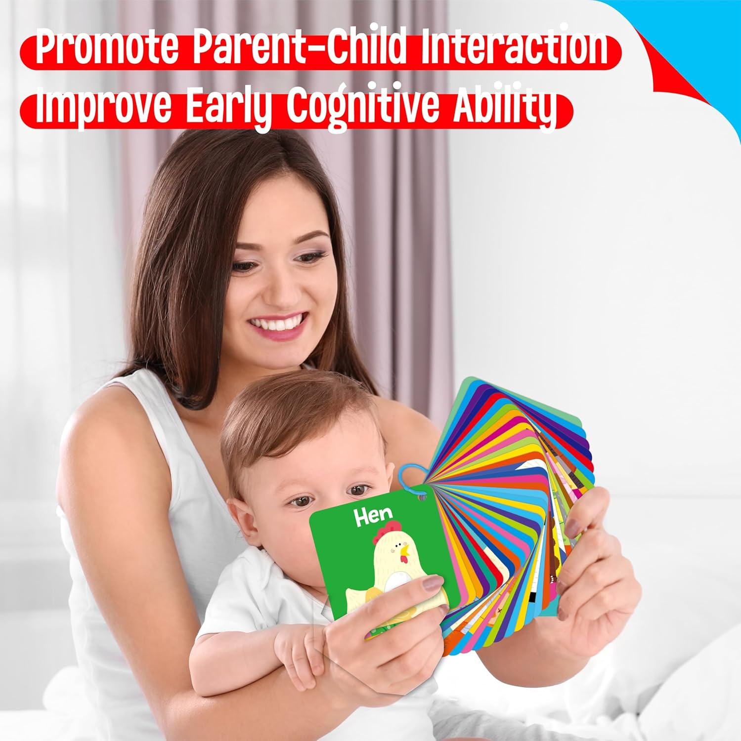 80 PCS Word Flashcards, Double Sided First Word Cards- Alphabet, Numbers, Foods,
