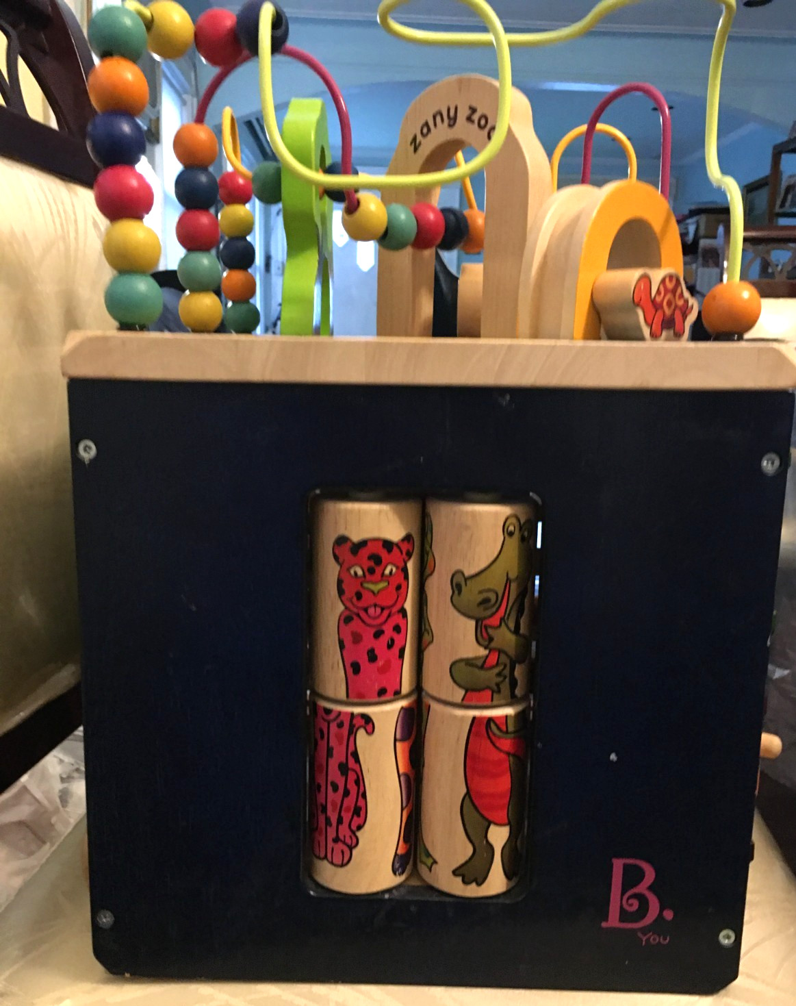 Just B B You Zany Zoo Wooden Activity Cube Child’s Learning Play Center, EUC