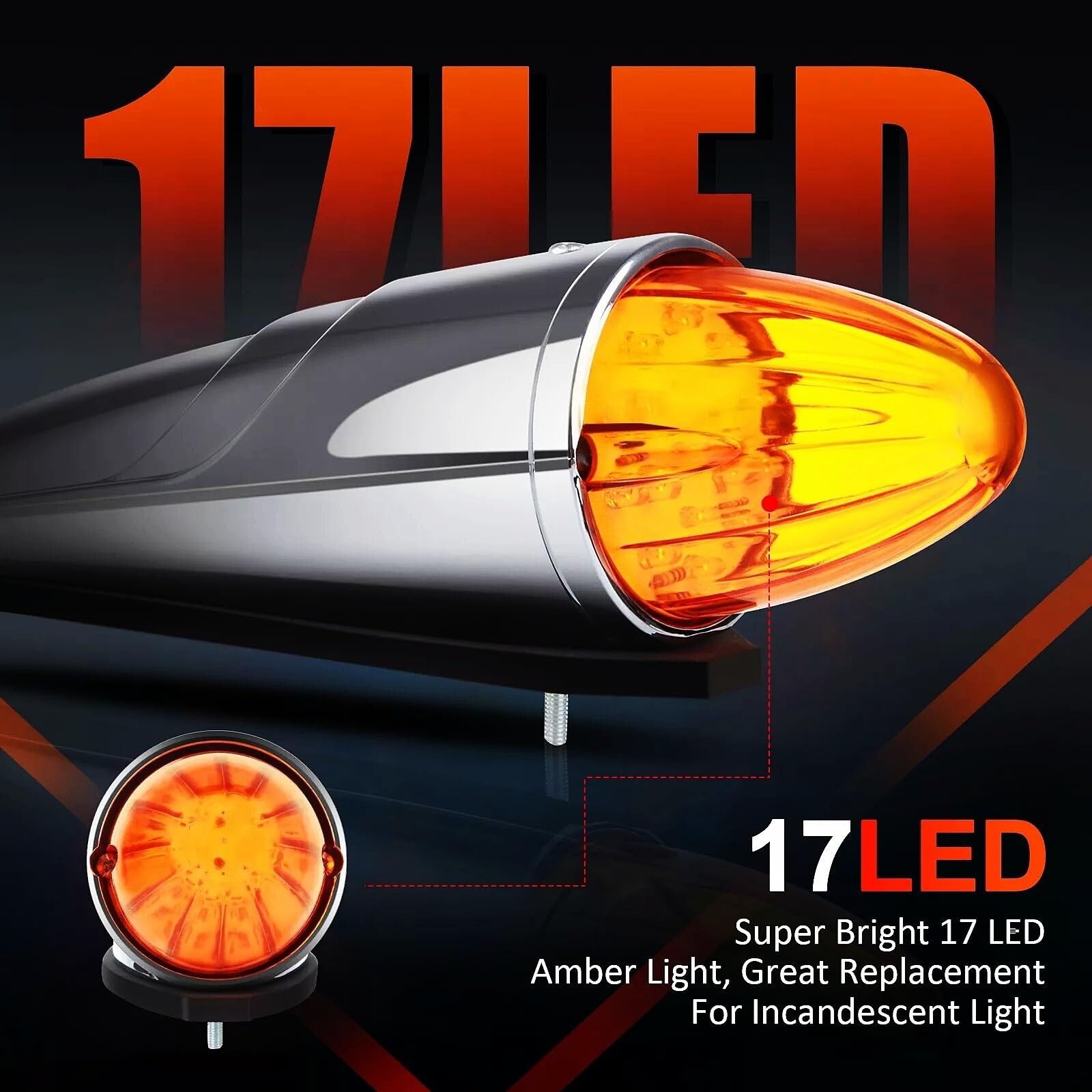 5Pcs Cab Marker Roof Running Amber Torpedo Top Lights Assembly Super Bright L…