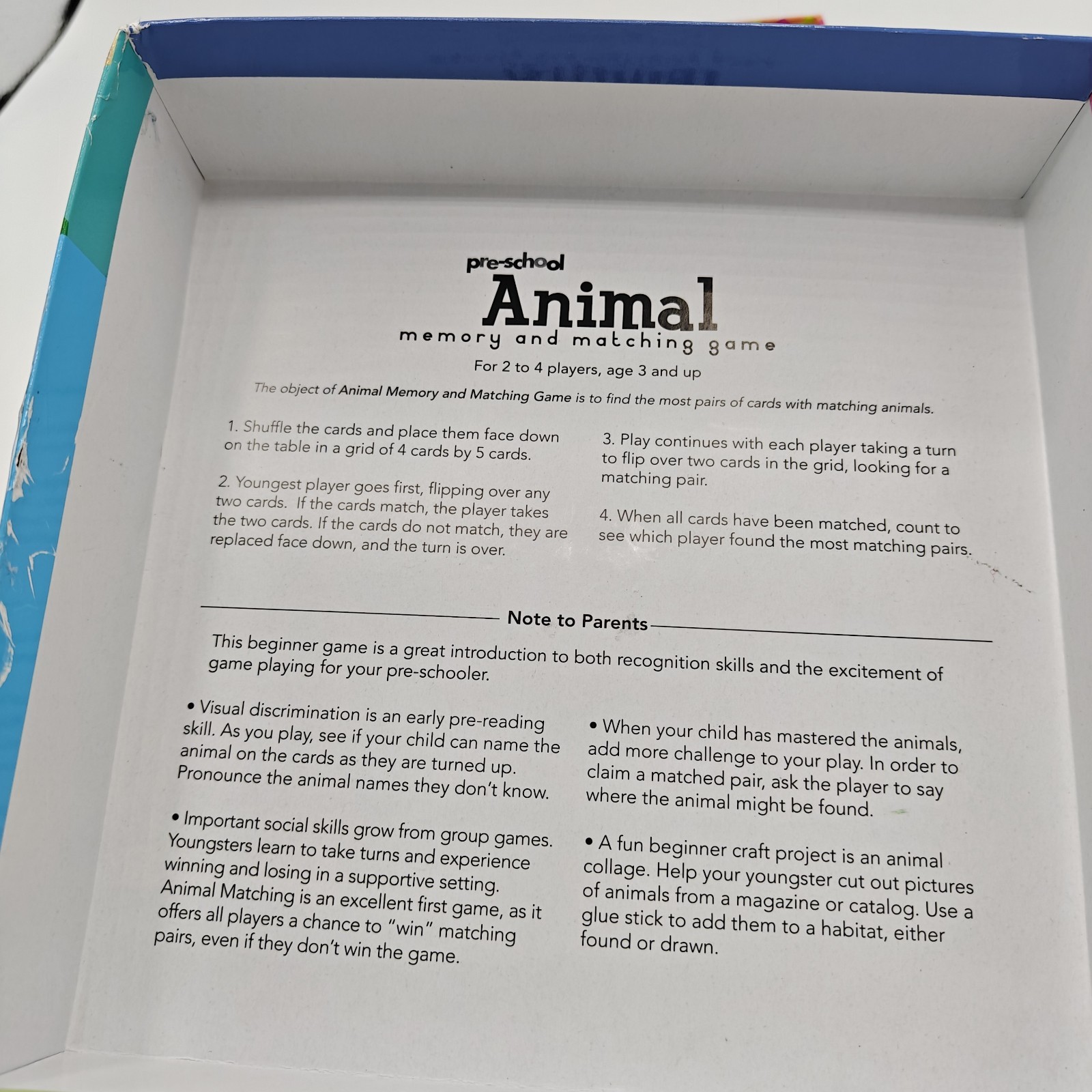 eeBoo Preschool Animal Memory Matching Game Complete 2019 Kids Ages 3+