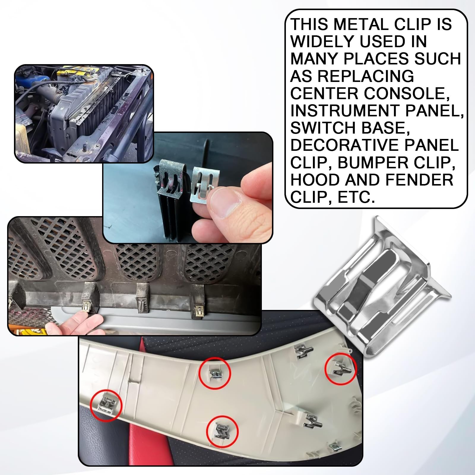 Mlahuier 15PCS Car Trim Panel Metal Retainer Clip, Universal 15PCS, Silver
