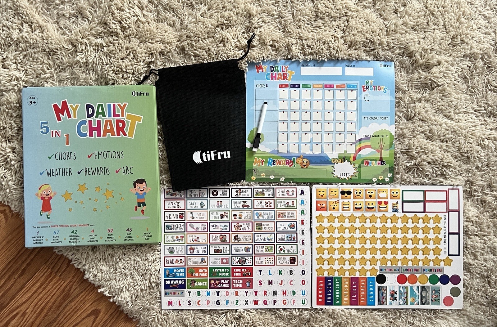My Daily Chore Chart: 5 in 1 Chore Chart for Kids 3+ Magnetic