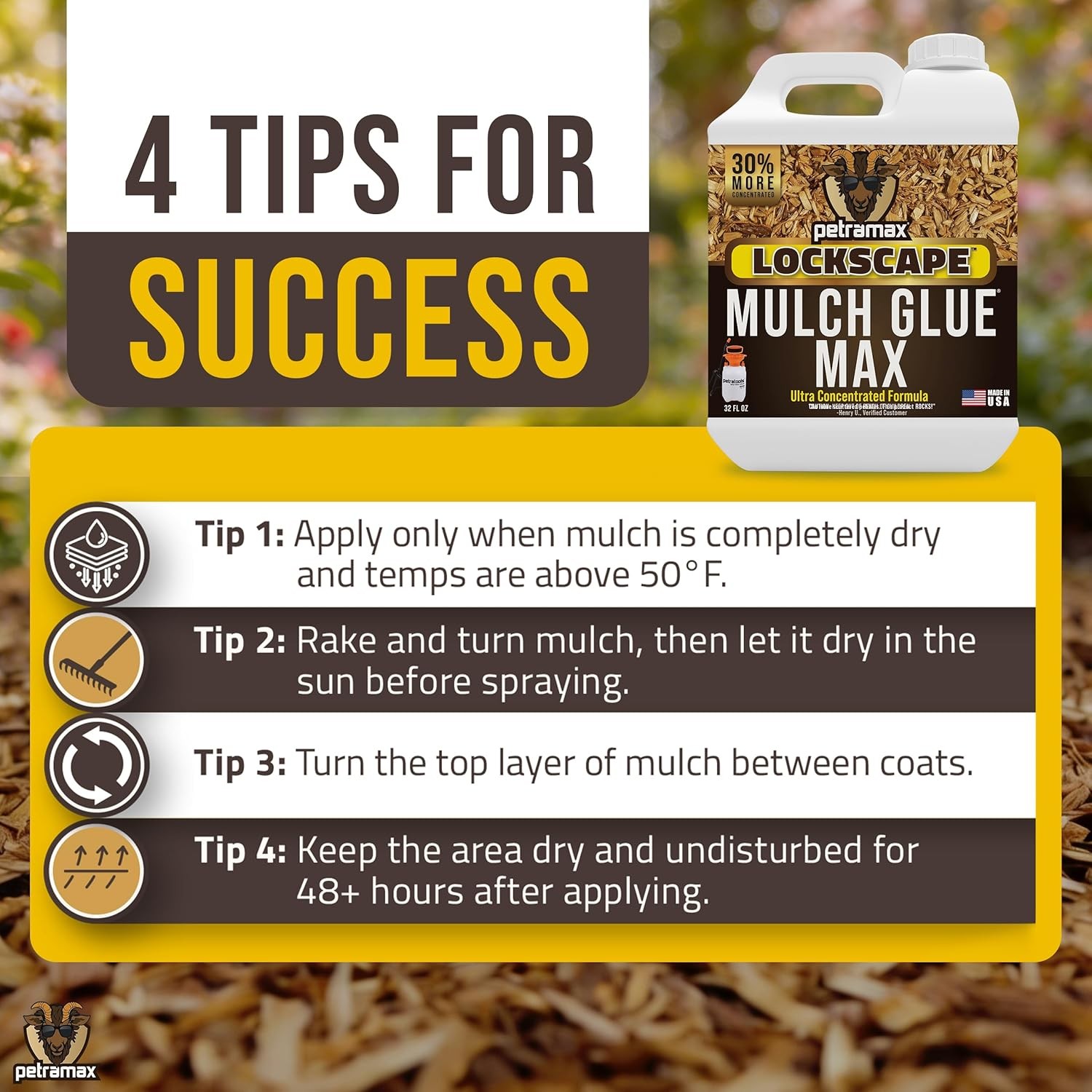 Max Lockscape Mulch Glue for Landscaping | 3X Concentrated – Pet Safe Sticky Mul