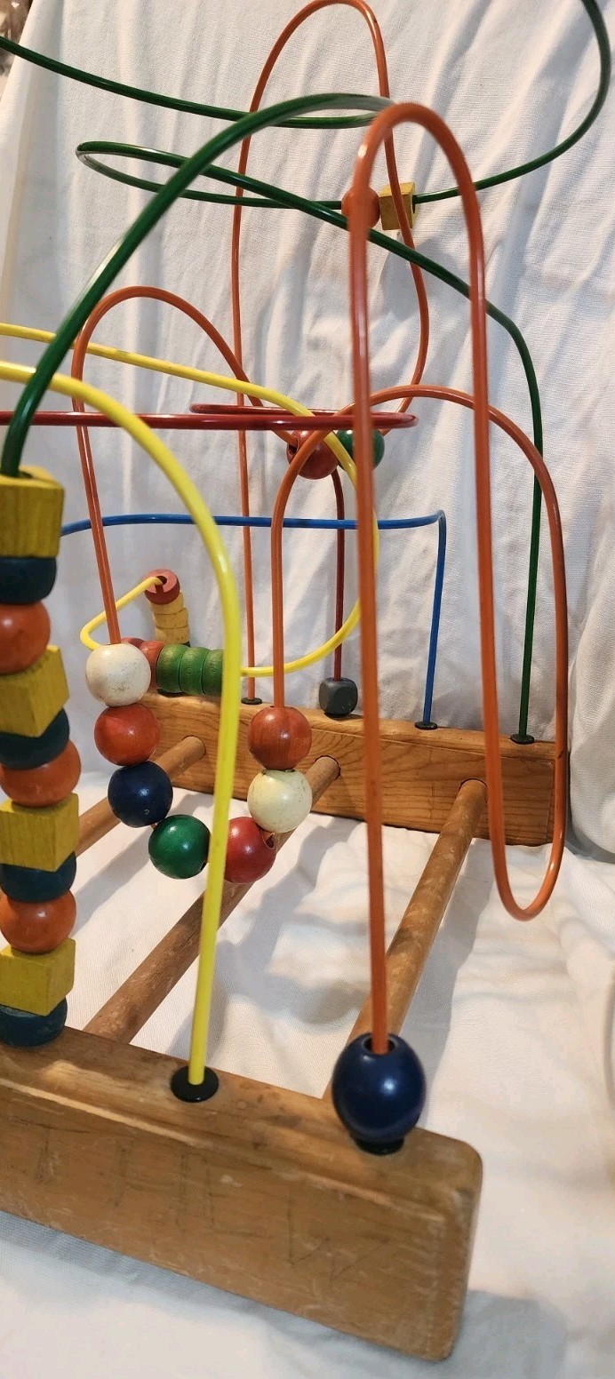 Vintage Anatex Rollercoaster Bead Maze Wood Wire Toy Large LA Calif USA 1970s