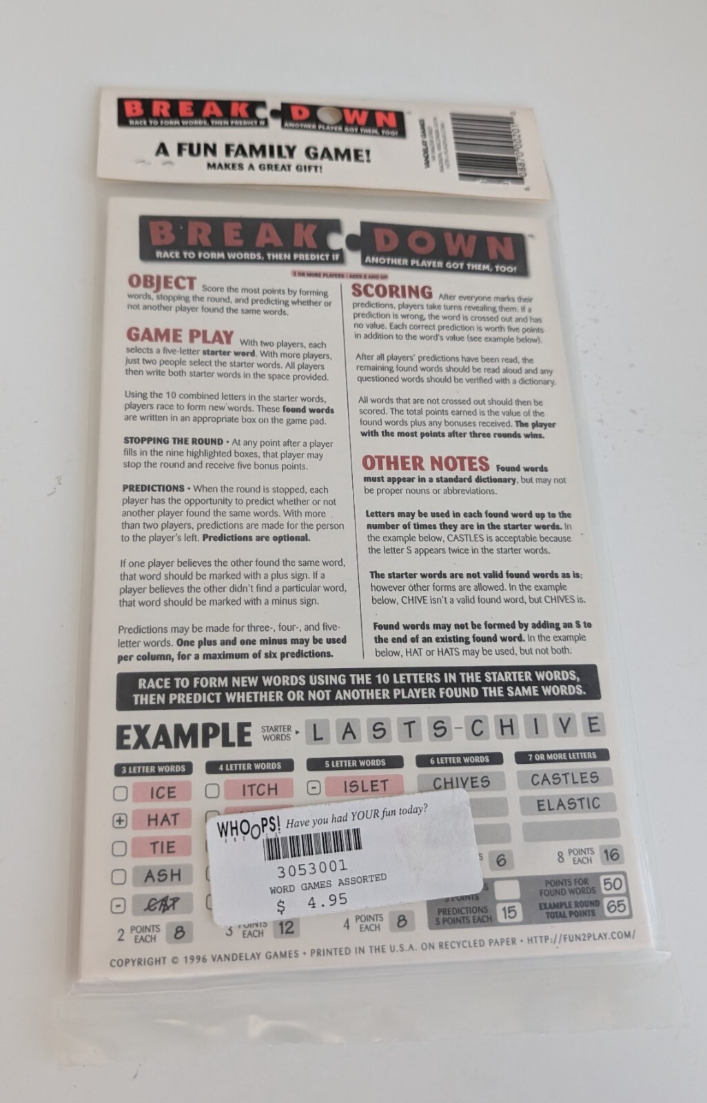 Travel game vintage 1996 Vandelay Games 90s word breakdown gridlock NEW lot 3