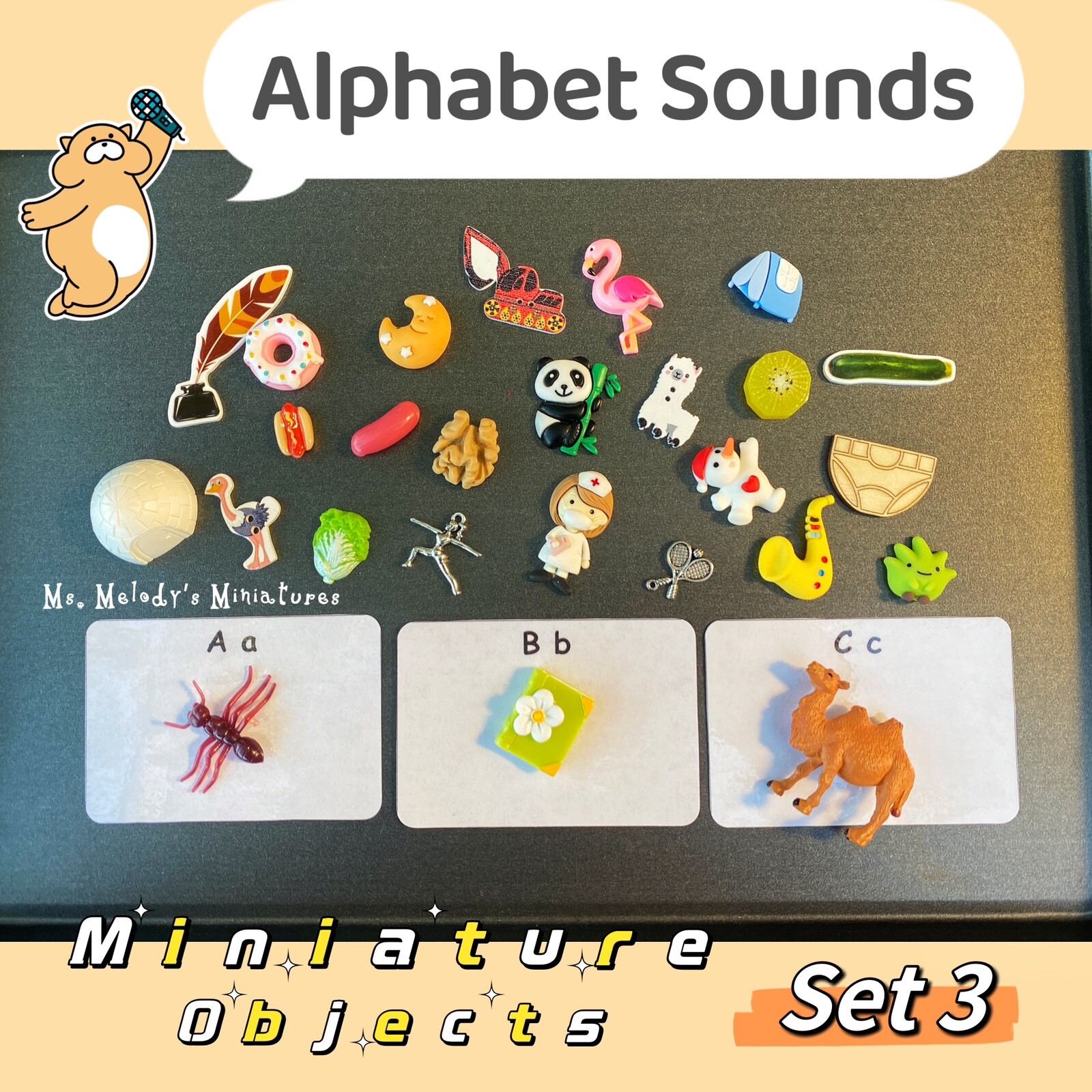 Set 3 Beginning Alphabet Initial Letter Sound Phonics Montessori Mini Object SLP