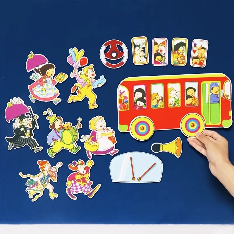 Wheels on the Bus Felt Story Set, 14 Pcs Flannel Board Storytelling Kit for Kids