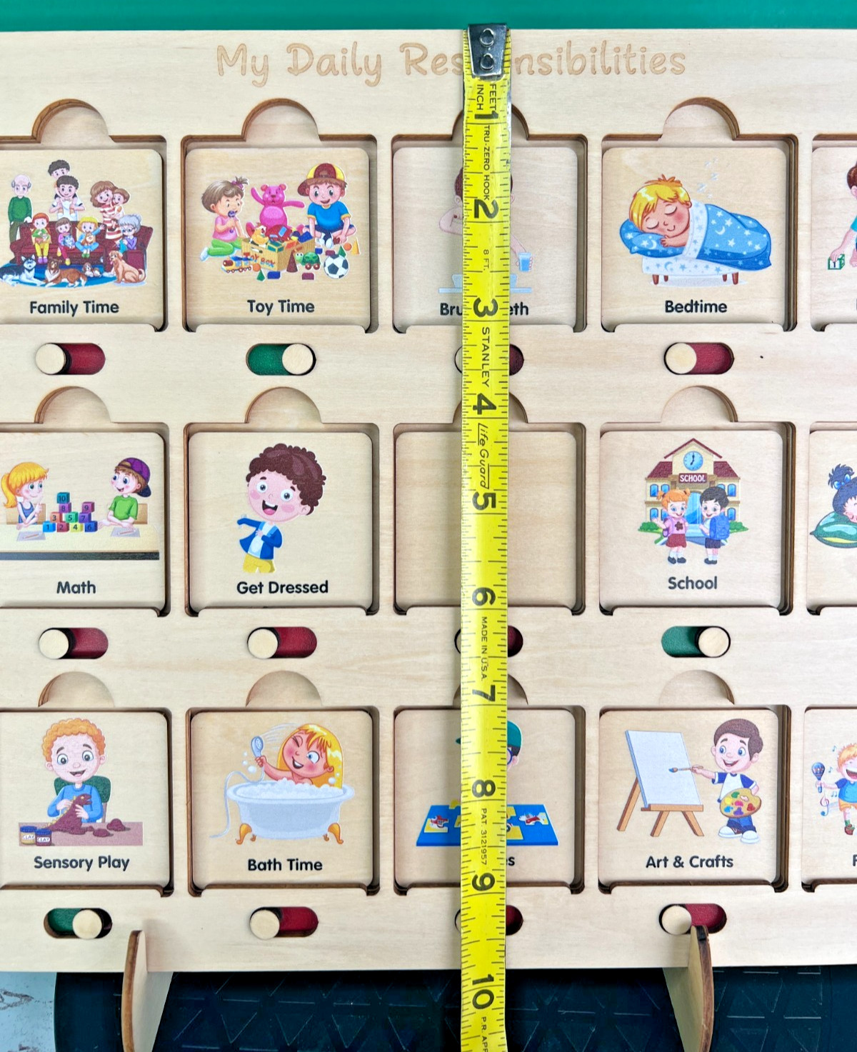 Wooden Montessori Daily Responsibilities Chart Routine Board for Toddlers Kids