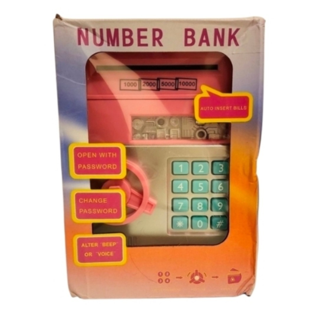 Kids Electronic Money Bank Safe Pink ATM Piggy Bank Password Lock Toy