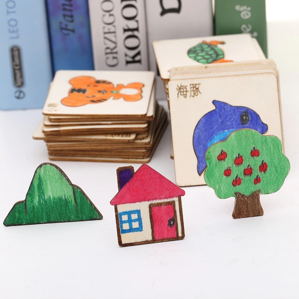 Kids Drawing Toys 20pcs Wooden DIY Painting Template Stencils Stencils Learning
