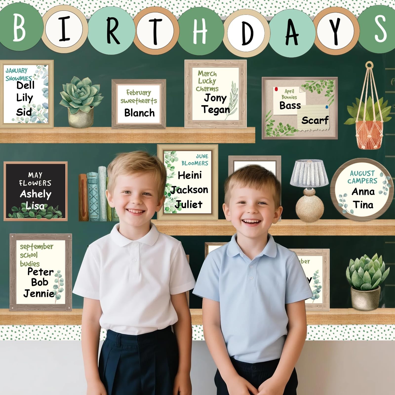 Eucalyptus Birthday Bulletin Board Set for Classroom, Birthday Chart for Clas…