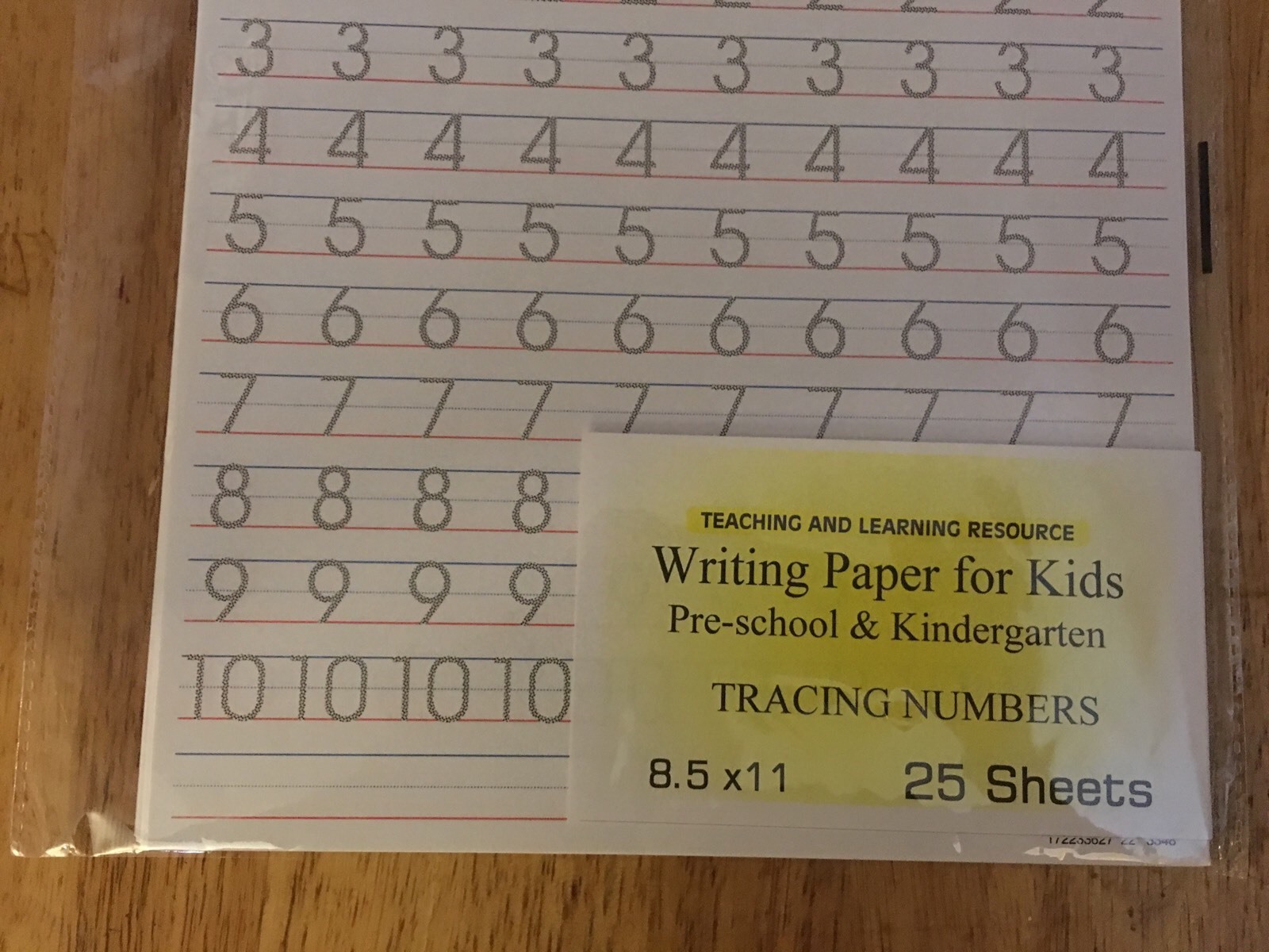 Writing Paper for Kids – TRACING NUMBERS – 11X 8.5 in, 20 lb, 25 sheets