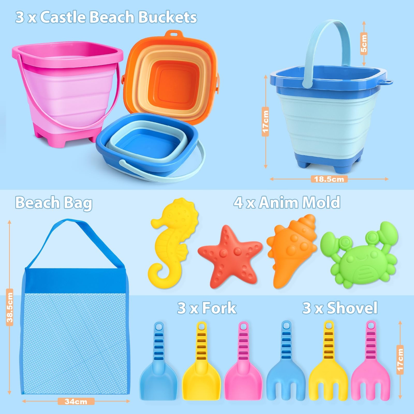 Dreamon Beach Toys for Kids Medium, Red, Orange, Yellow, Green, Blue, Pink