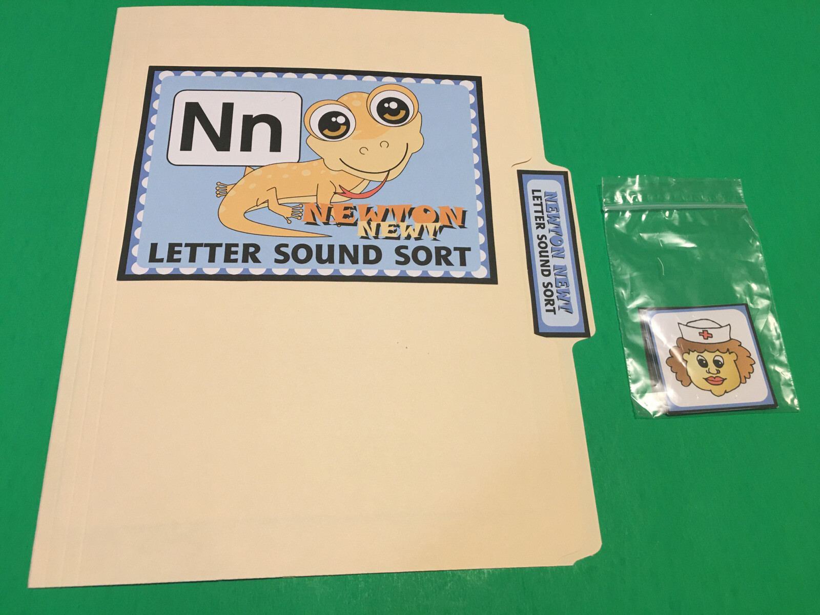 Newton Newt – Letter Nn – DIY File Folder game – Printed / Uncut