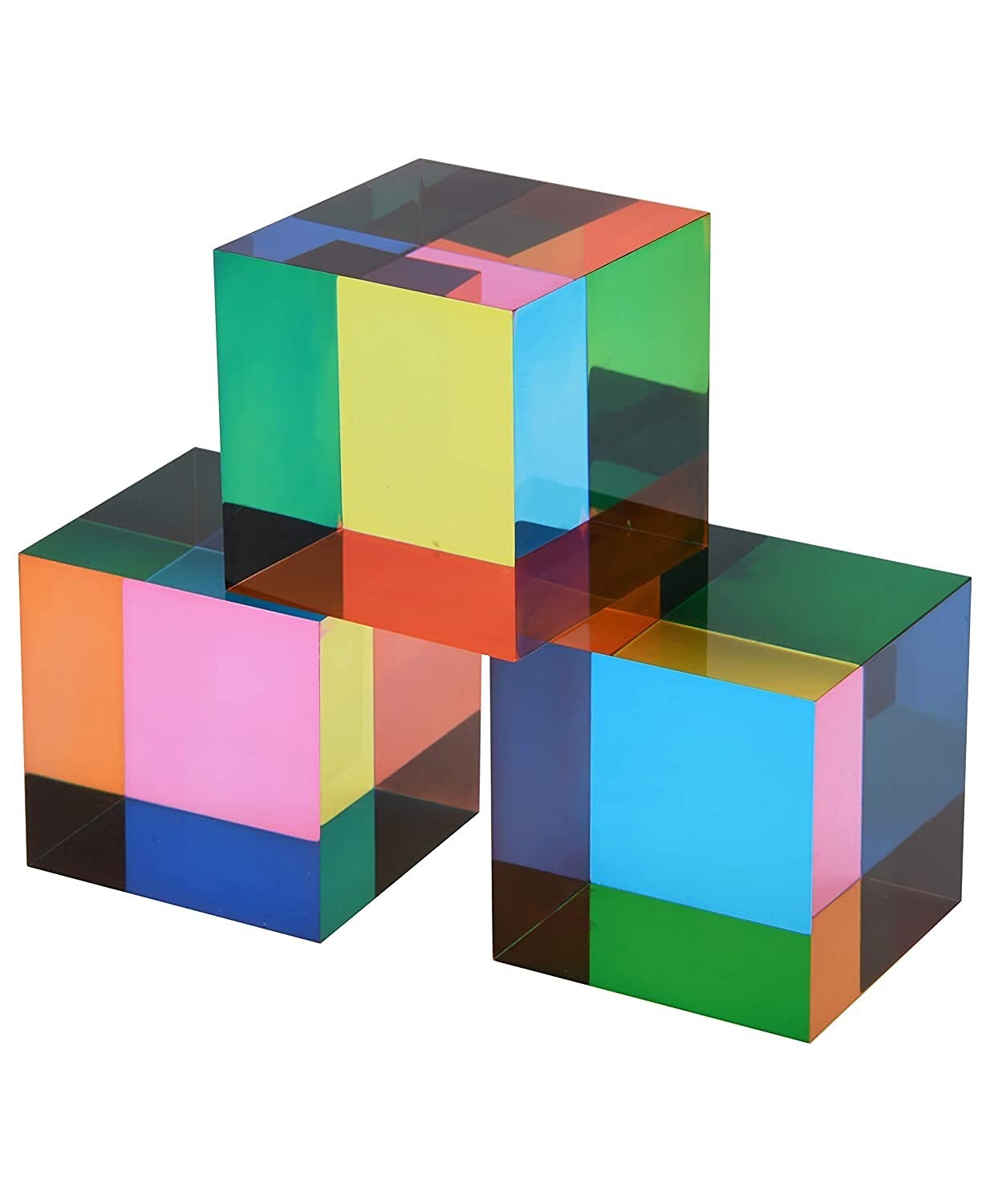 Cubo de colores para mezclar, prisma cúbico de vidrio acrílico de 1,6 pulgadas