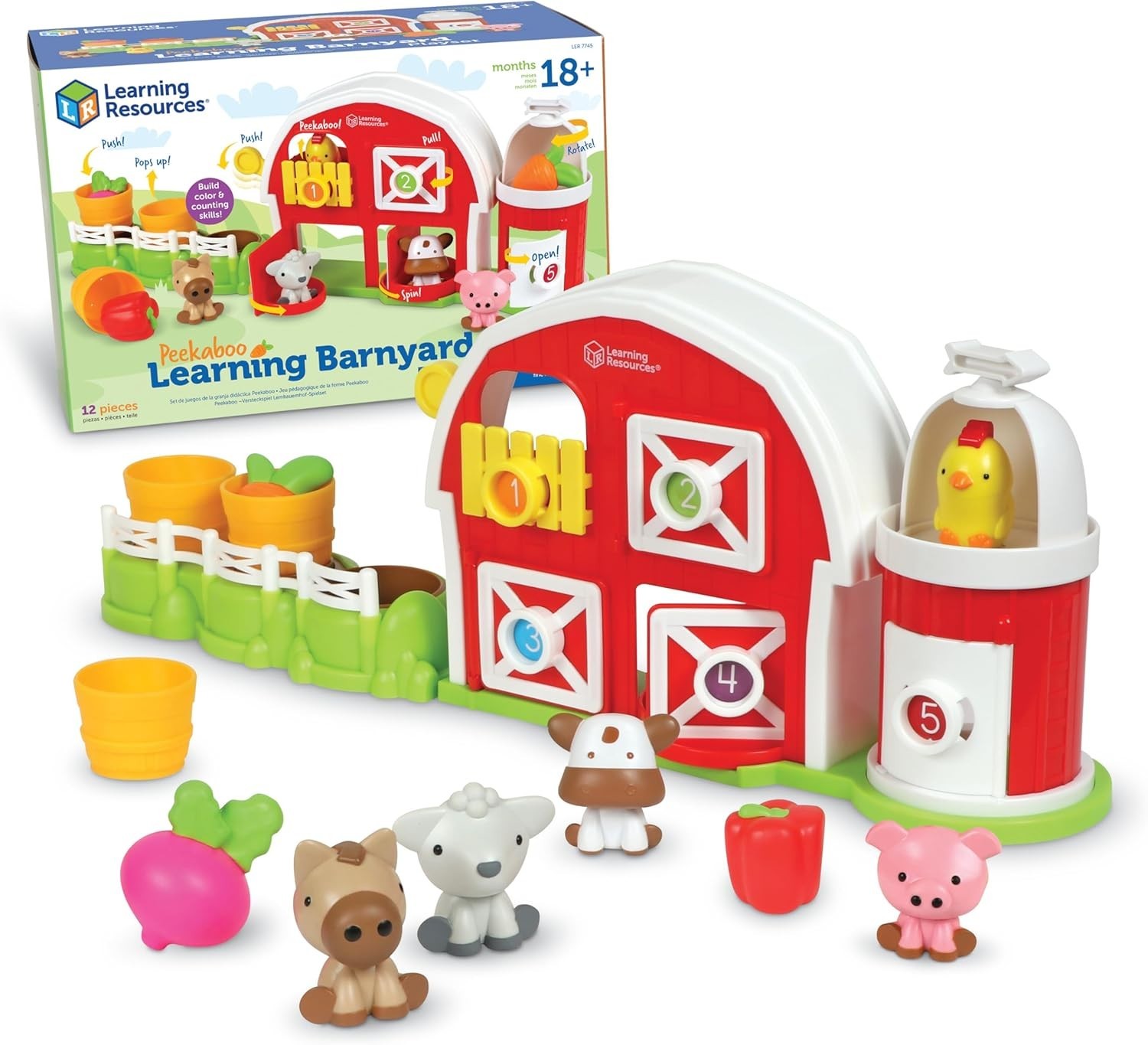 Learning Resources Peekaboo Learning Barnyard Playset Toddler Farm Toy w/ Animal
