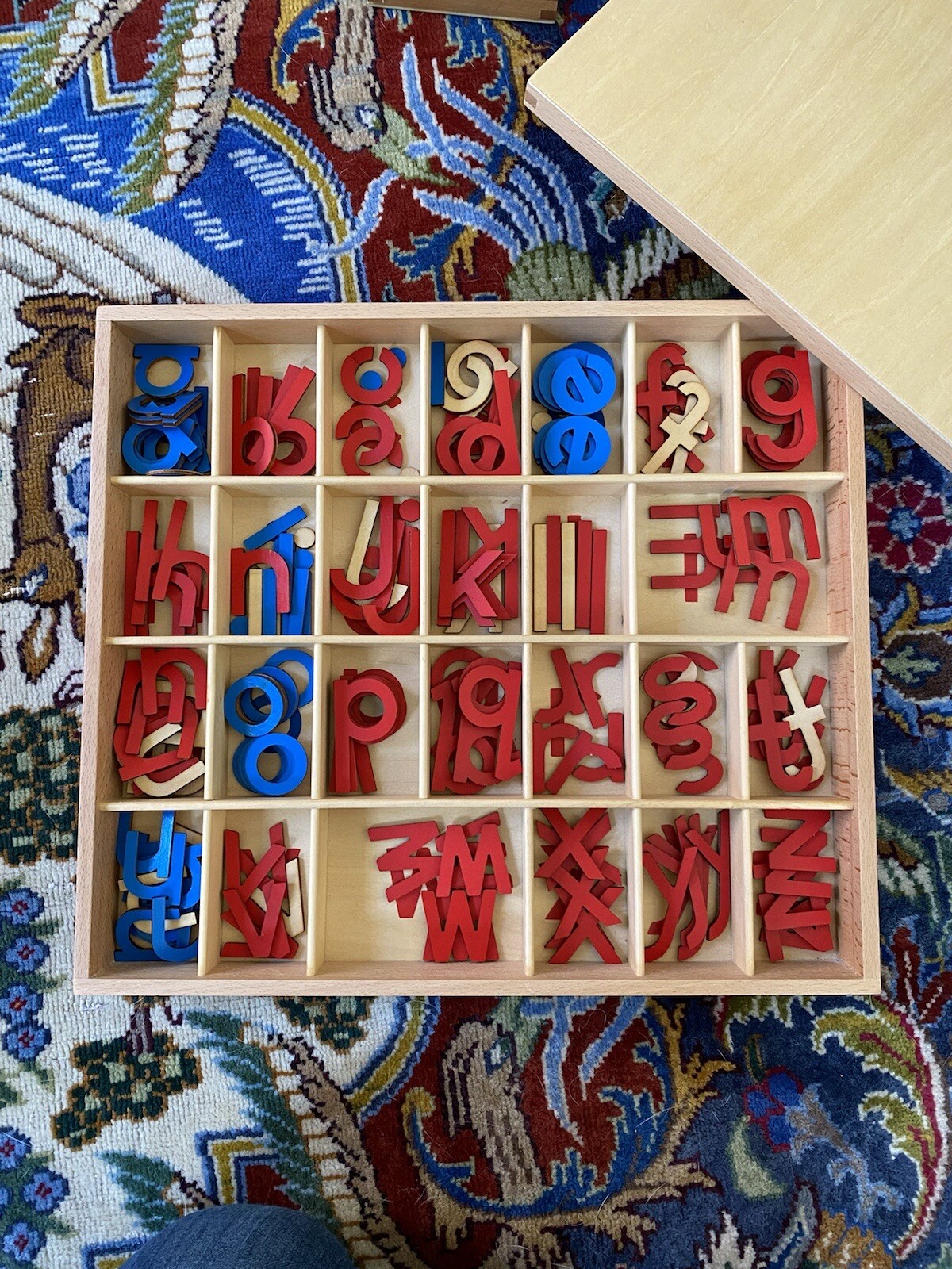 Montessori Wooden Movable Alphabet Medium Lowercase & wooden Box
