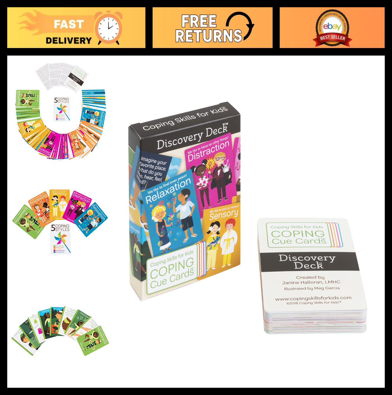 Coping Skills Cue Cards for Kids – Emotional Support Discovery Deck, Fun Activit