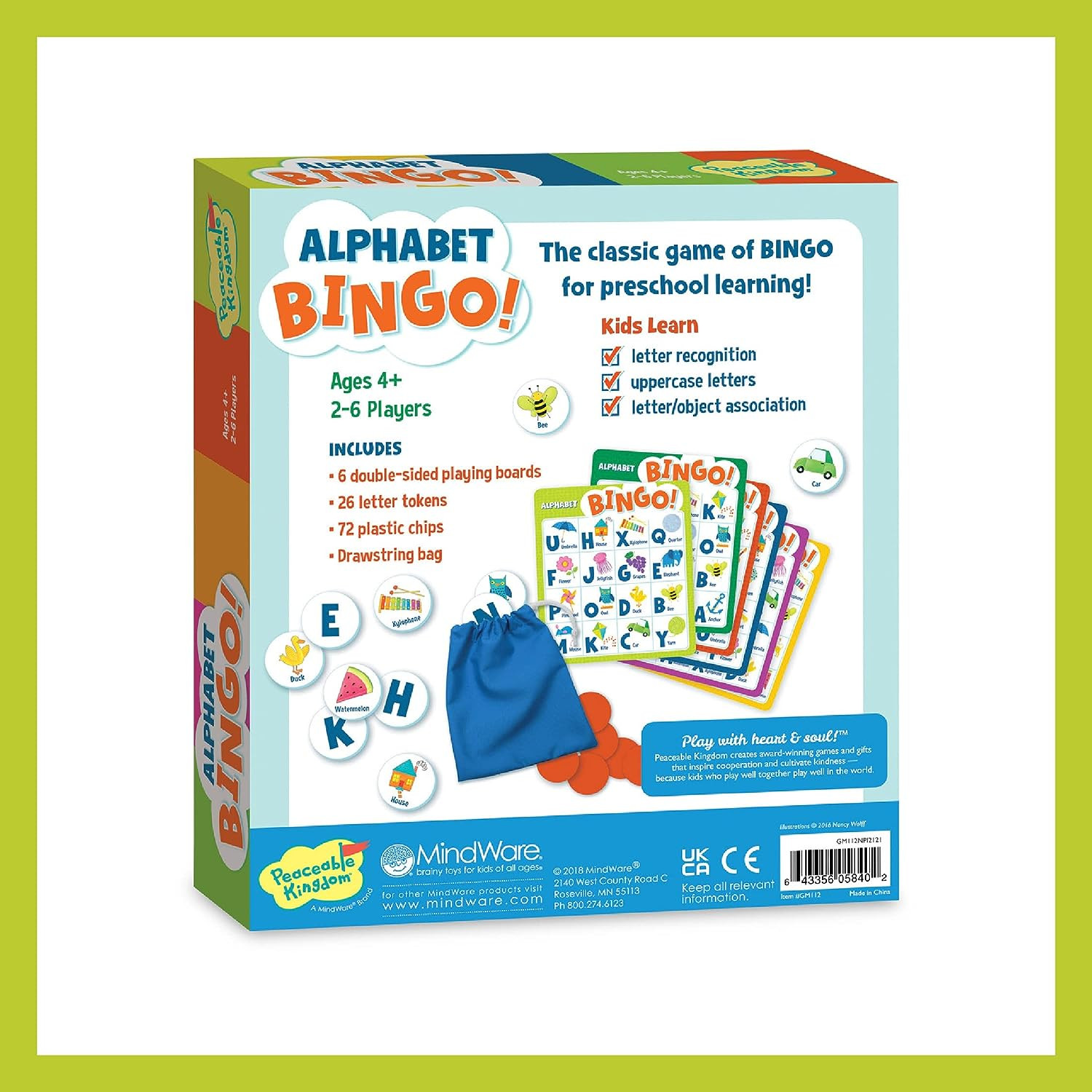 Alphabet Bingo! Letter Learning Educational Board Game for 2 to 6 Kids Ages 4+