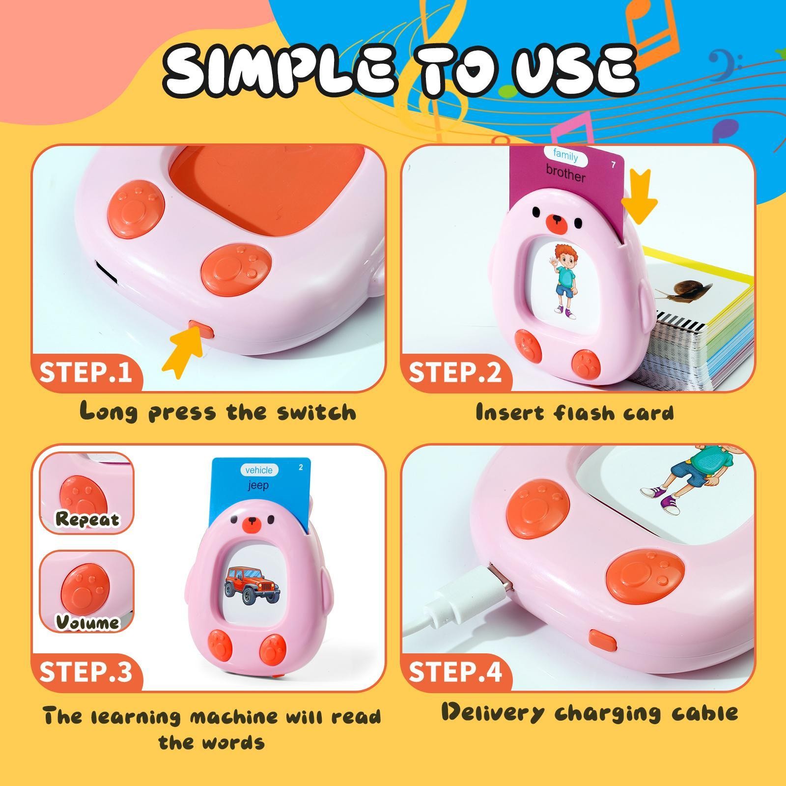 Talking Flash Card Toy for Kids with 224 Sight Words