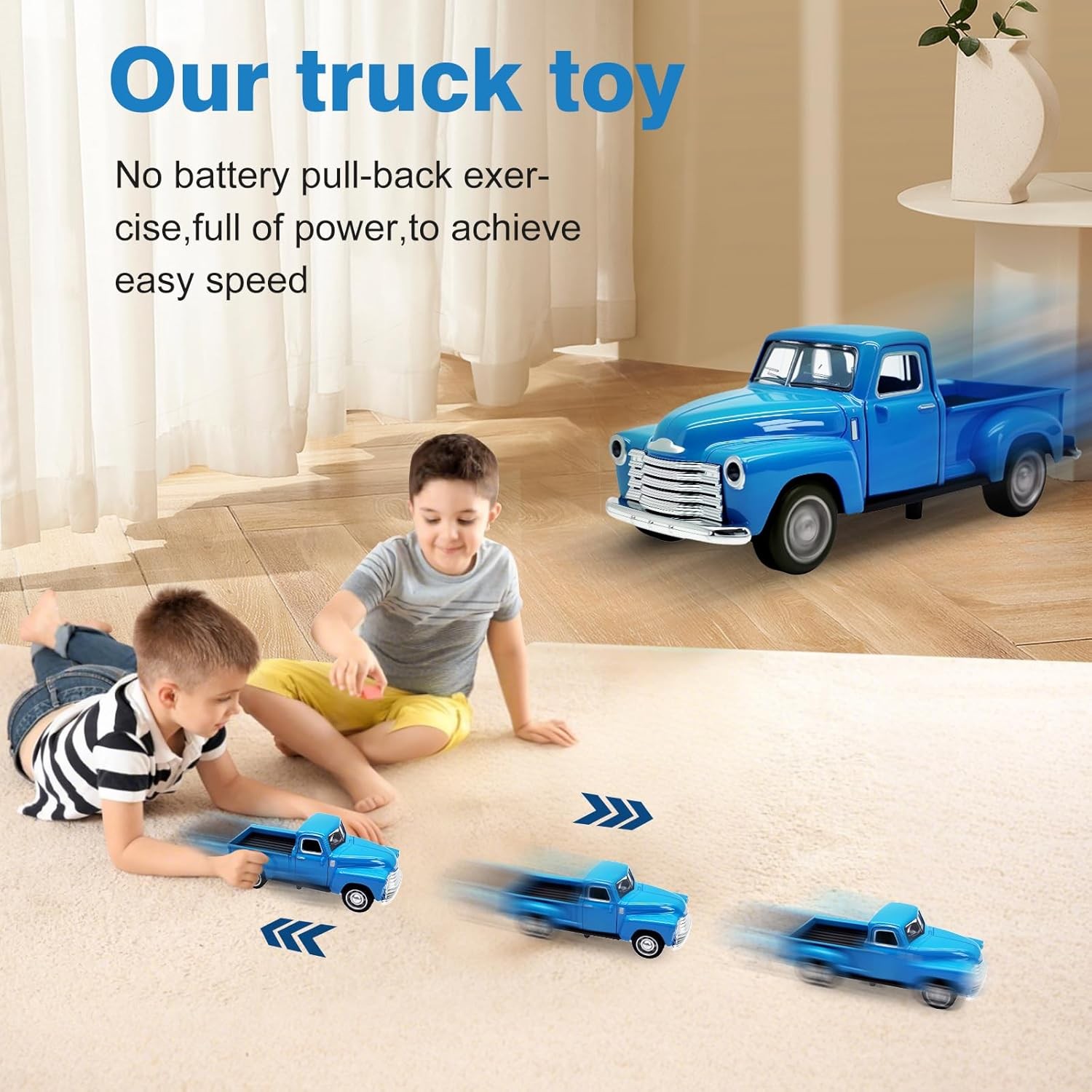 Little Blue Truck Toy for Toddlers 2 3 4 5 6 7 8 Year Old Boys Girls,1:32 Alloy