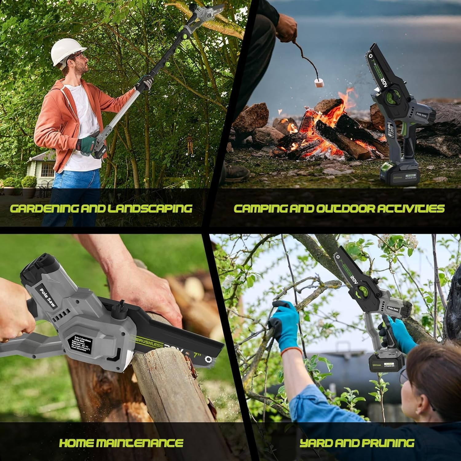 2-in-1 Cordless Pole Saw (2025 Upgraded), 7 Inch Brushless Mini Chainsaw with