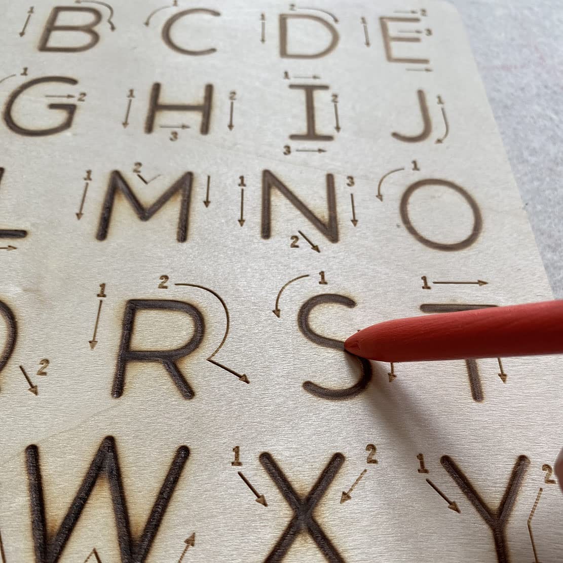 Wooden Letters Alphabet Tracing Board Double-Sided Educational Toy for Preschool