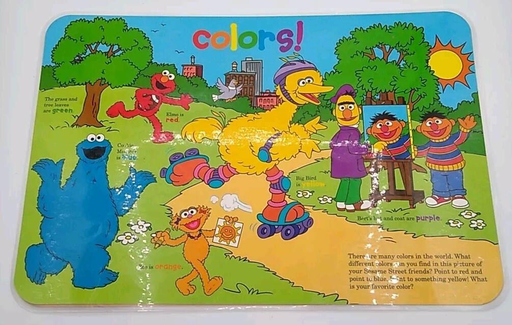 Sesame Street Colors 2002/Shapes 2005 Educational Learning Desk Activity Mats