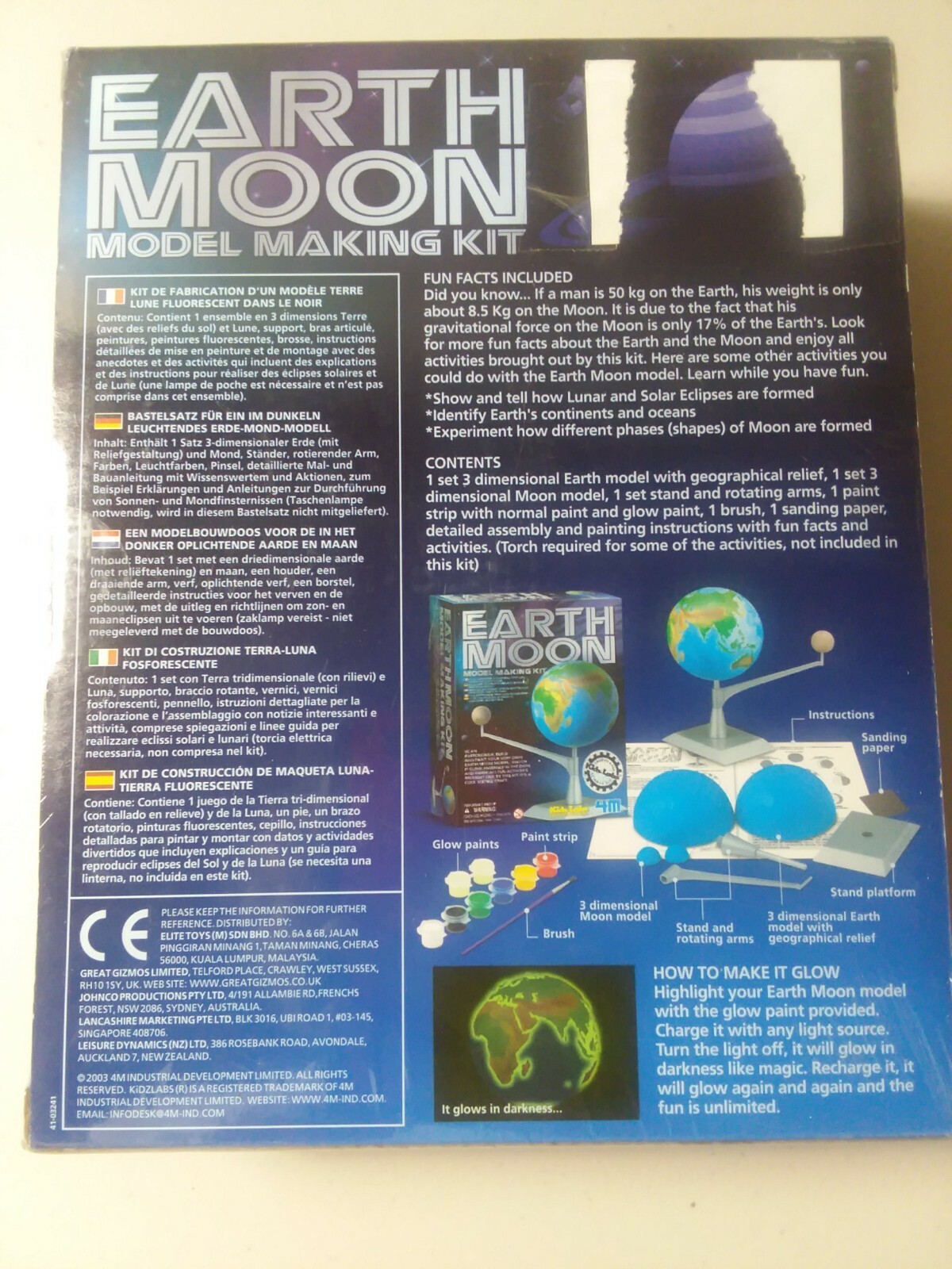 Kidzlabs Earth & Moon Model Kit STEM Toys Science Lab DIY Orbit Planetarium Educ