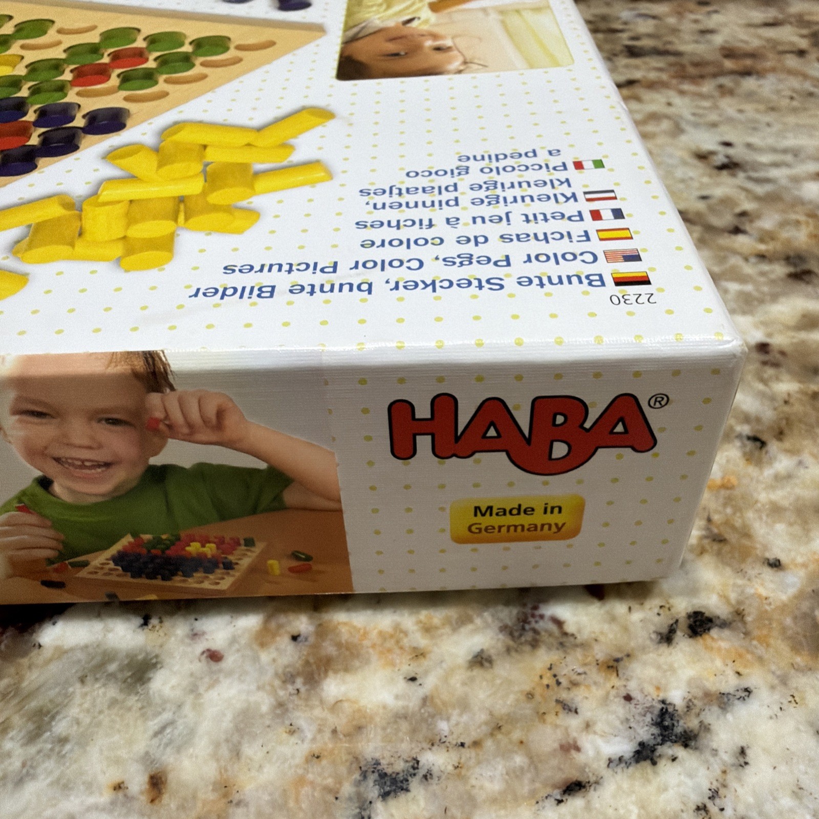 HABA 2230 COLOR PEGS PICTURES W/ WOOD BOARD GERMANY RARE MISSING 3 PEGS FREE S/H