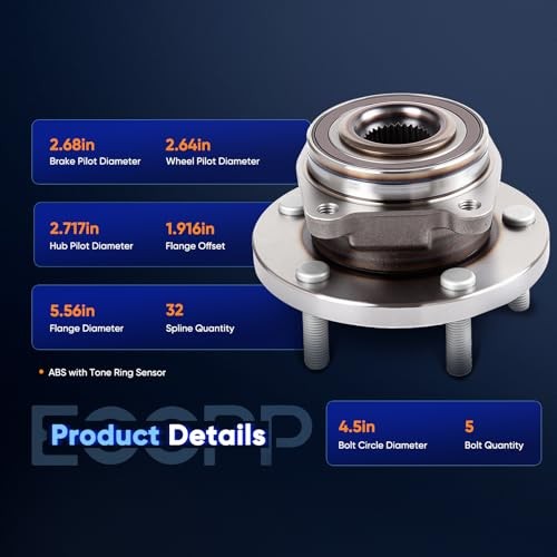 ECCPP 2 Pcak New Complete Front Wheel Hub Bearing Assembly for D odge Avenger