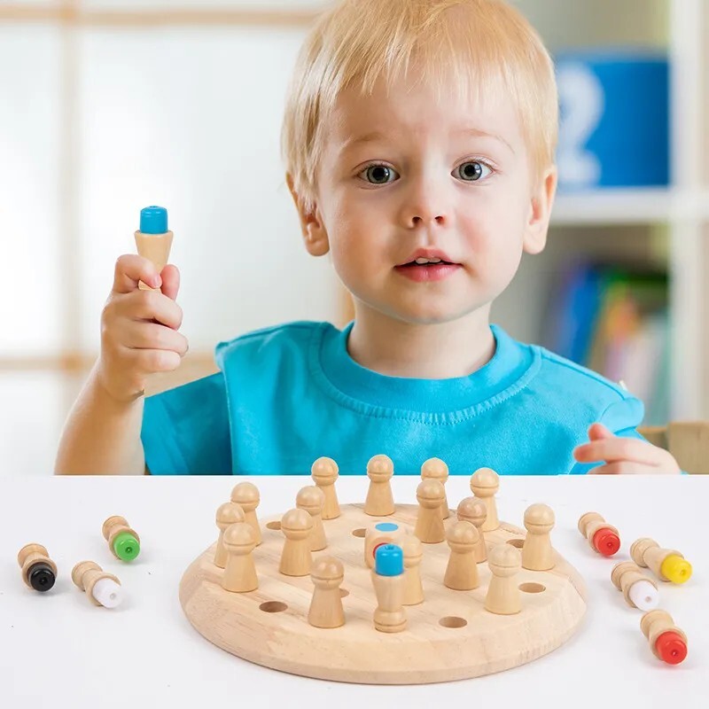 Wooden Memory Match Stick Chess Color Game Board Puzzle Kids Educational New Toy