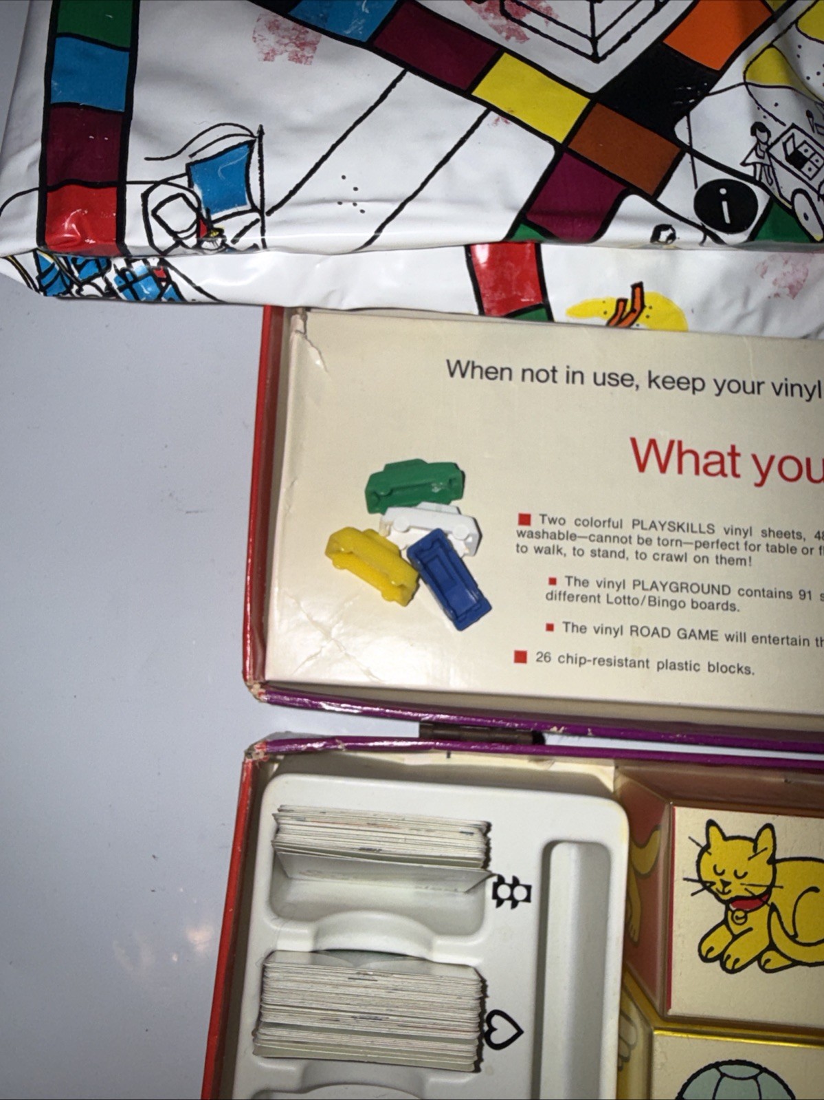 Reader’s Digest Playskills Set 1972 Rare Blocks Playmat Cars Box **Not Complete