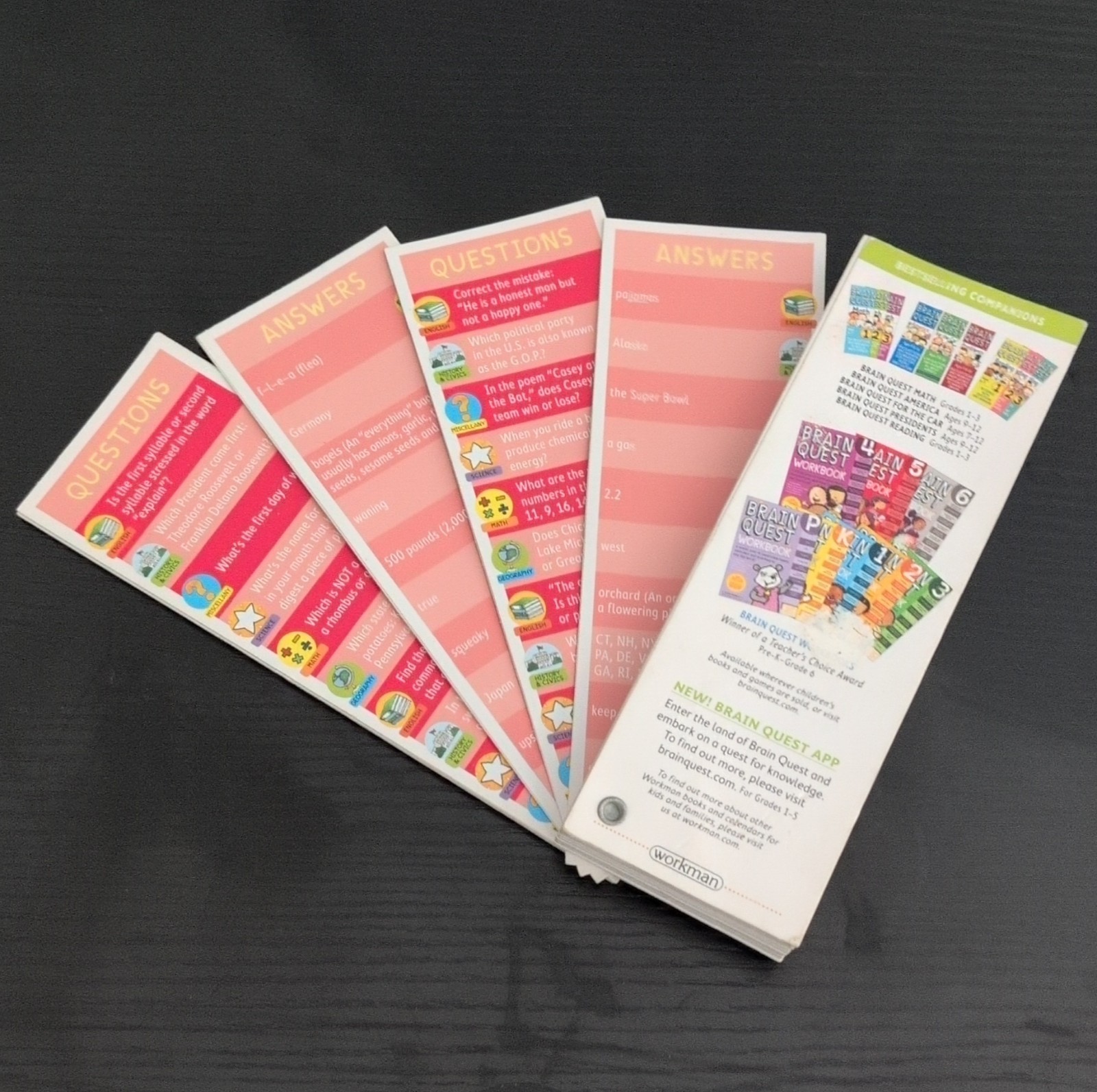 Brain Quest Grade 5 Deck 2 Ages 10-11 Educational Cards 1500 Q&A