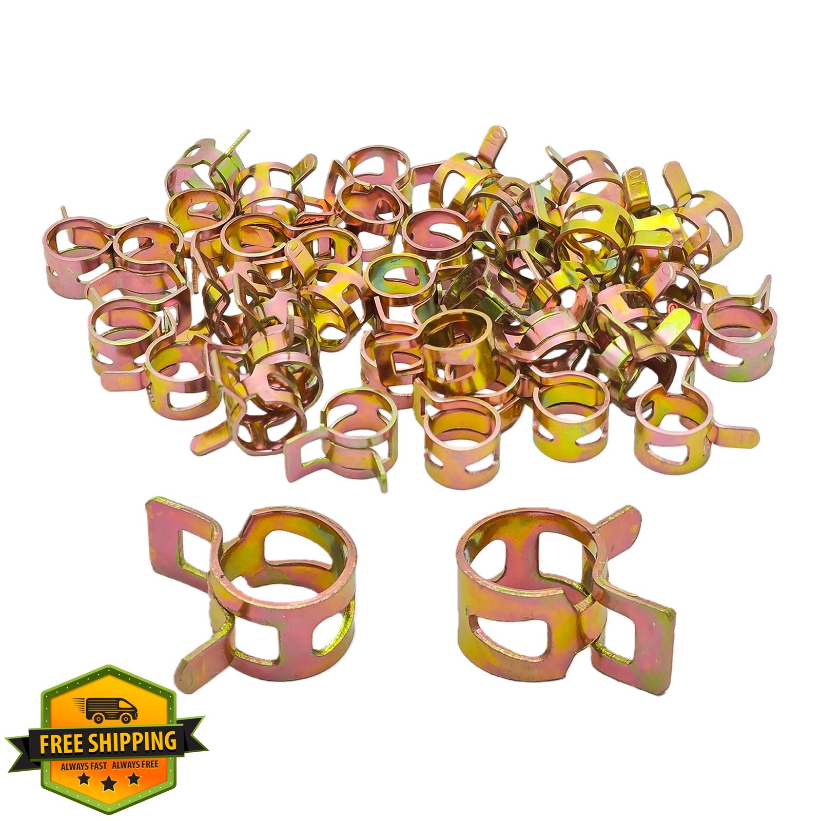 AUXBC 40pc 2/5inch Spring Band Fuel Hose Clamps 10mm Silicone