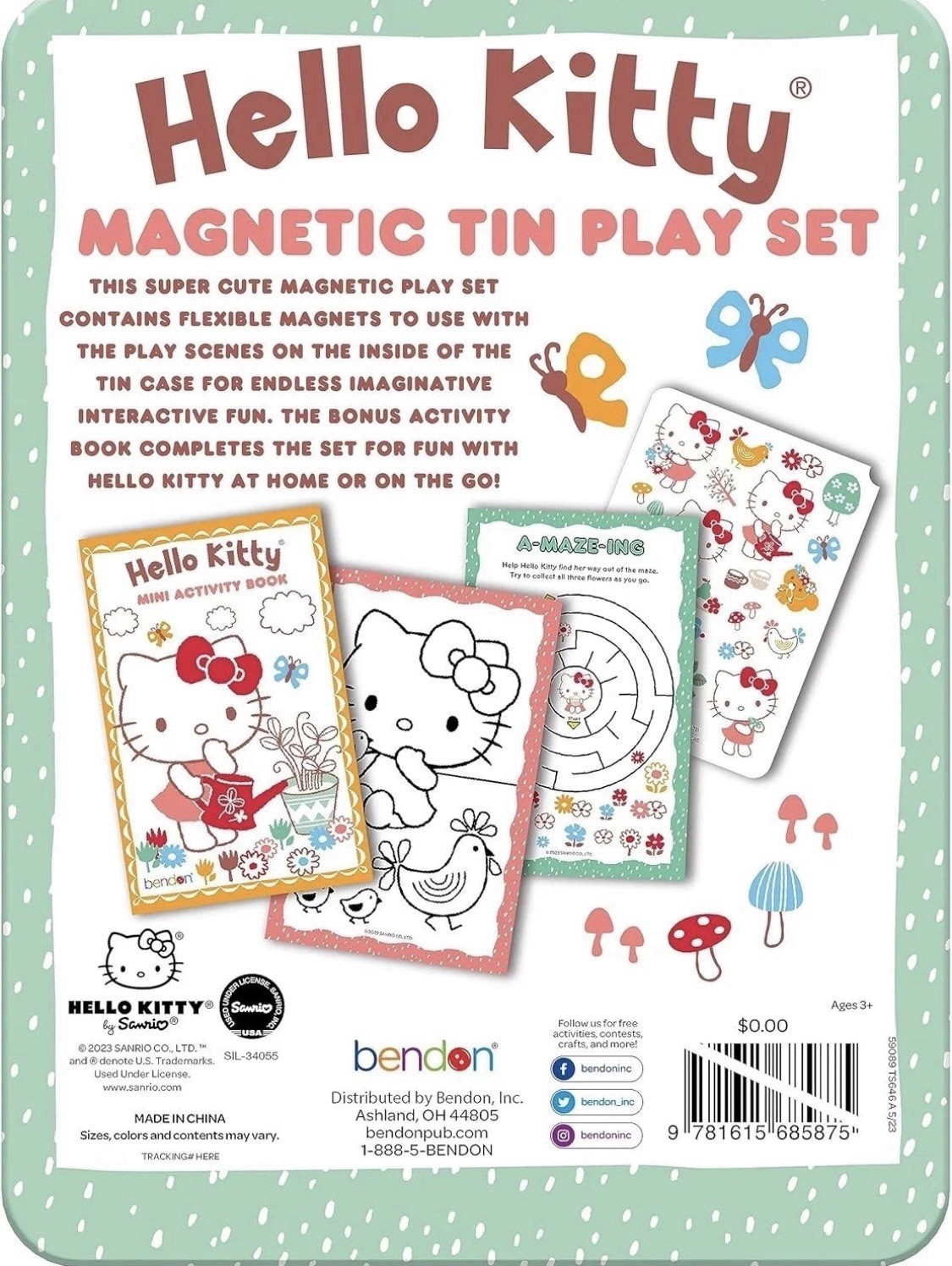 💖✨ NWT Hello Kitty Magnetic Tin Play Scene Kit – Travel Imaginative Play Set!