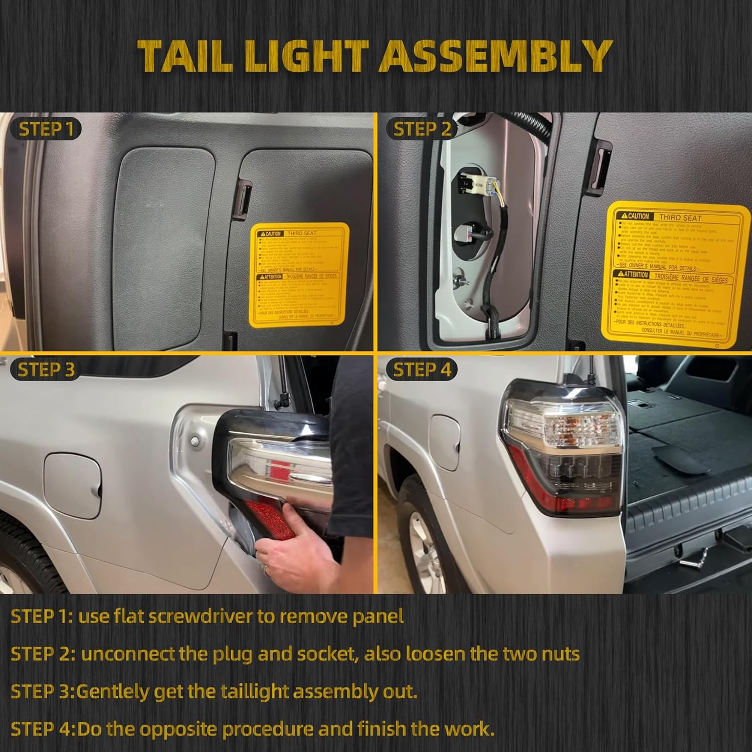 Left Driver Side Tail Light Compatible with 2014-2024 Toyota 4Runner Rear Tail