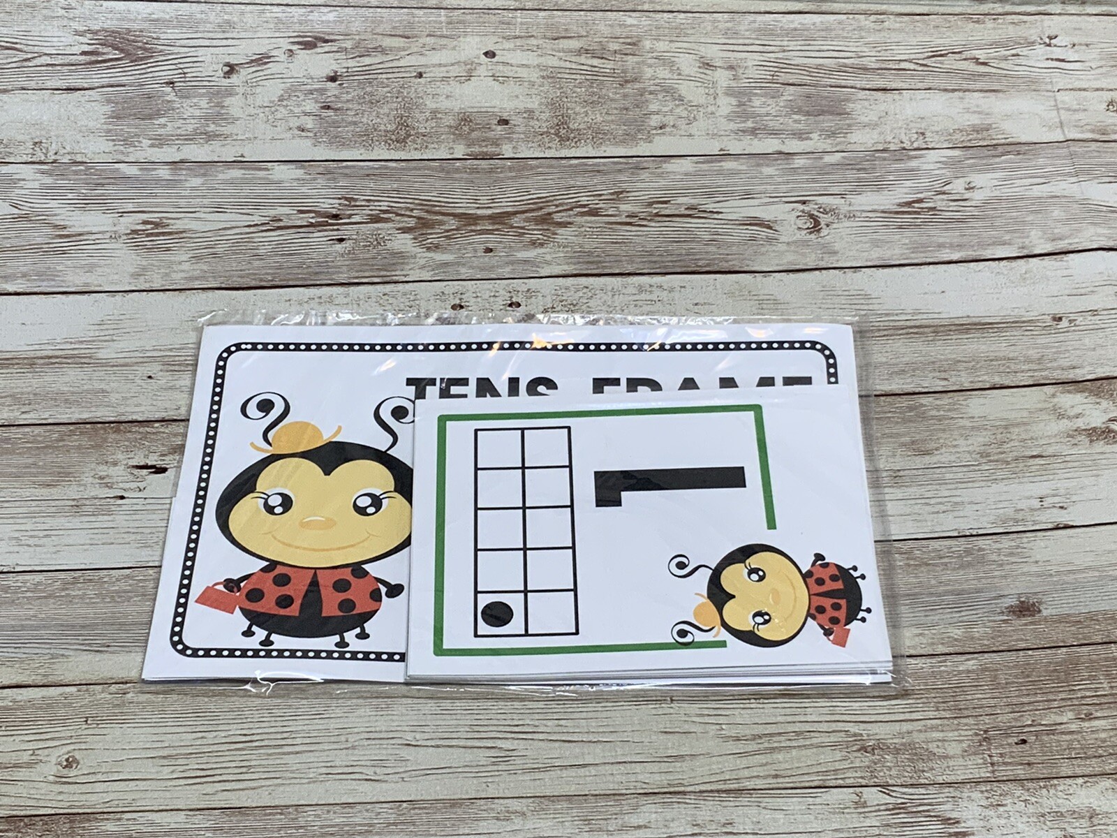 Lady Bug – Themed Learning Centers – Laminated – Tens Frame Number Deck