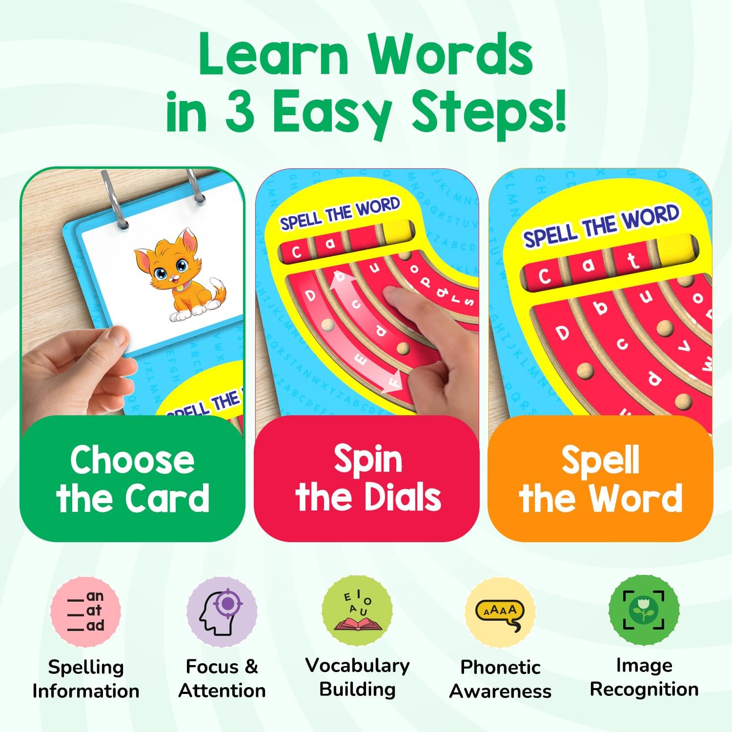 Spelling Game for Kids Ages 4, 5, 6, 7, 8 Years Old | Wooden Phonics & CVC Wo…