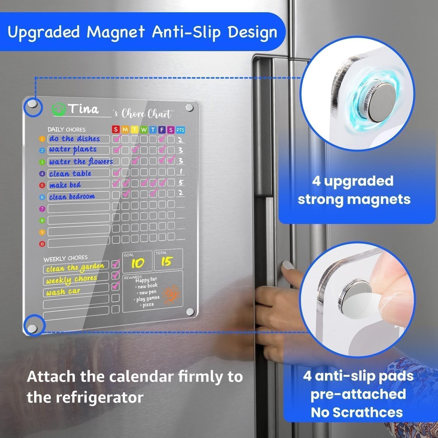 Interactive Magnetic Chore Chart with 12 Markers for Kids – 2PCS, 12″x16″ Design