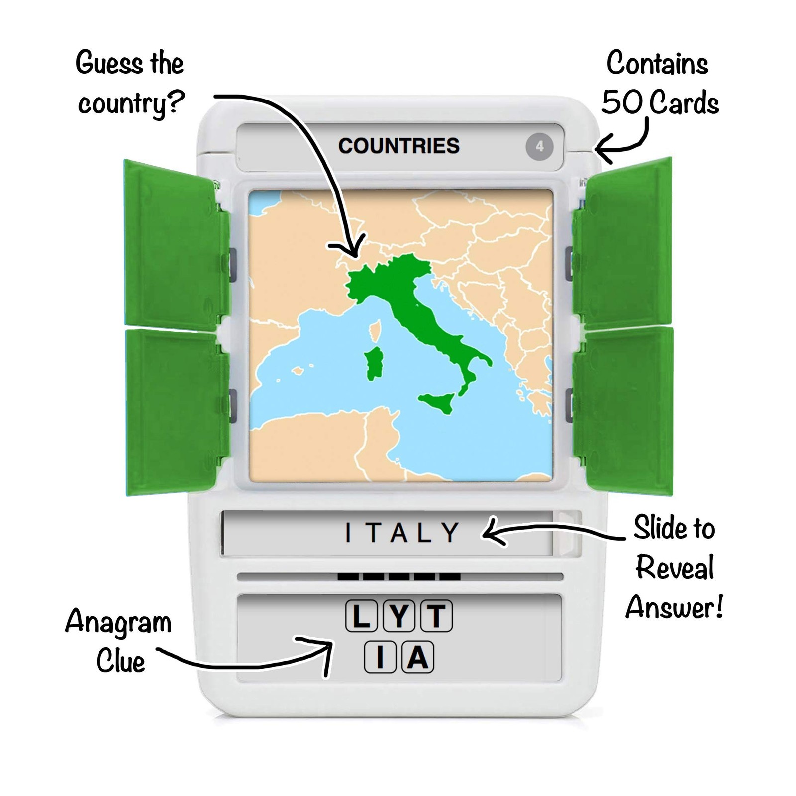 Countries of The World Travel Game Flash Cards with Slide Reveal Case Card