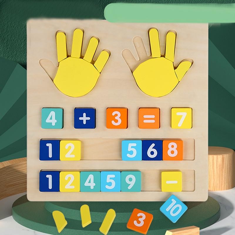 Wooden Math Finger Counting Learning Toys Montessori Educational Aids Toddlers