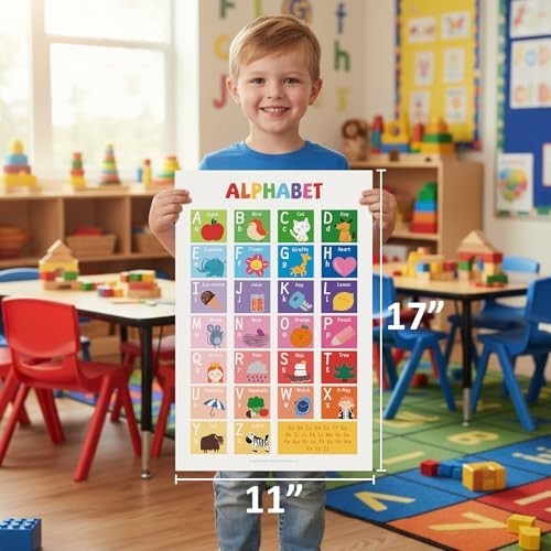 16 Laminated Educational Posters for Kids – ABC, Numbers, Shapes, Colors, Maps –