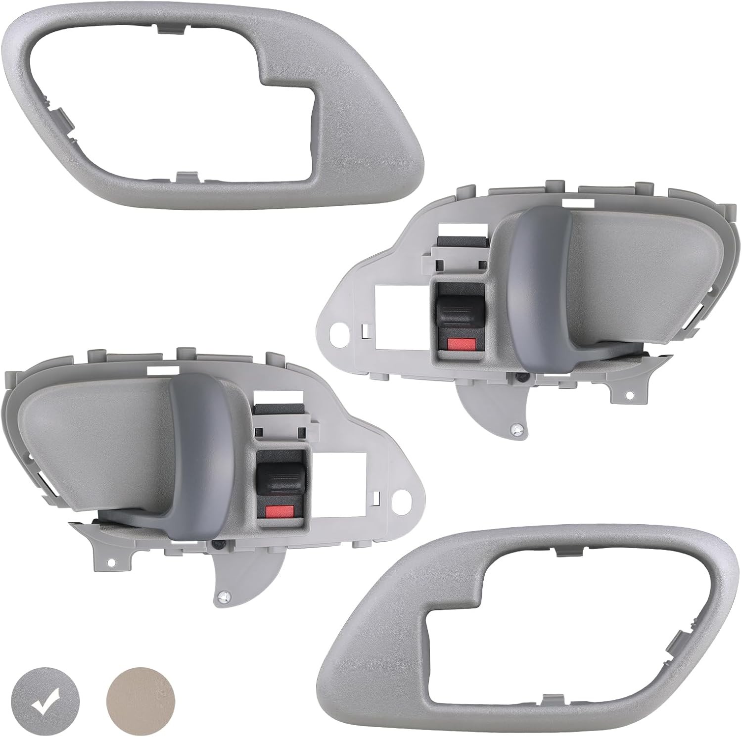 APPERFiT Interior Door Handle w/Bezel Kit (Gray) Compatible with 1995-2002 Chevy