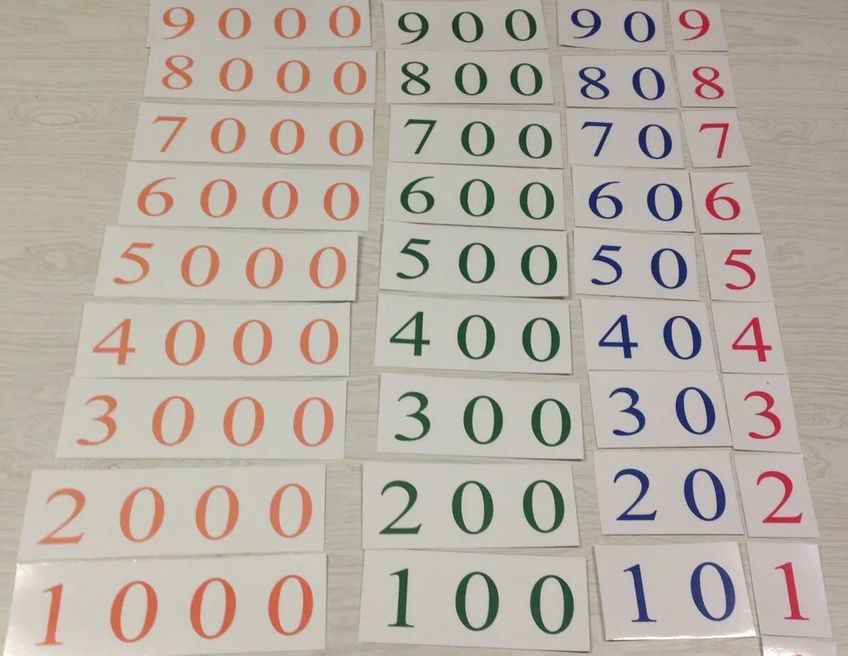 PLACE VALUE CARDS 1-9000 Laminated Card Set – Montessori