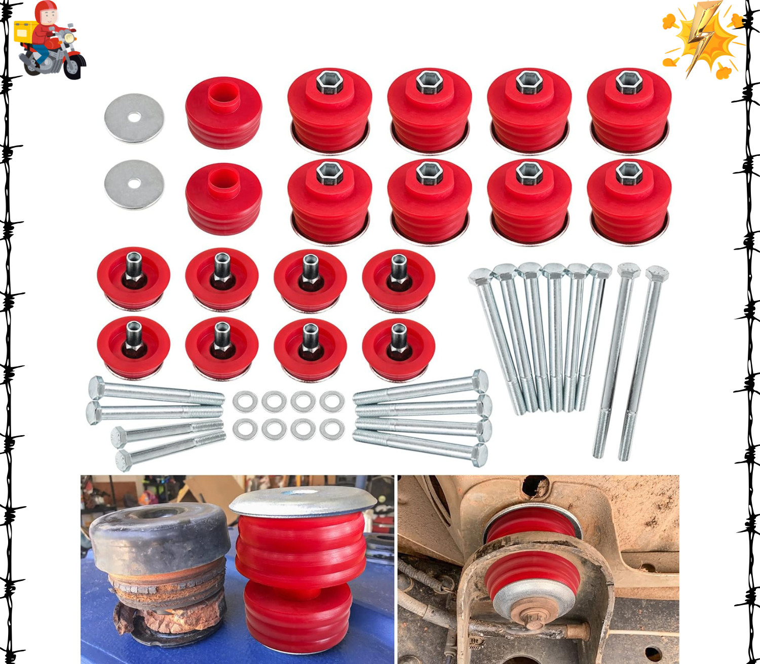 KF04060BK Body Mount Bushing Kit for Ford F250 F350 Super Duty 2008-2016 2WD 4WD