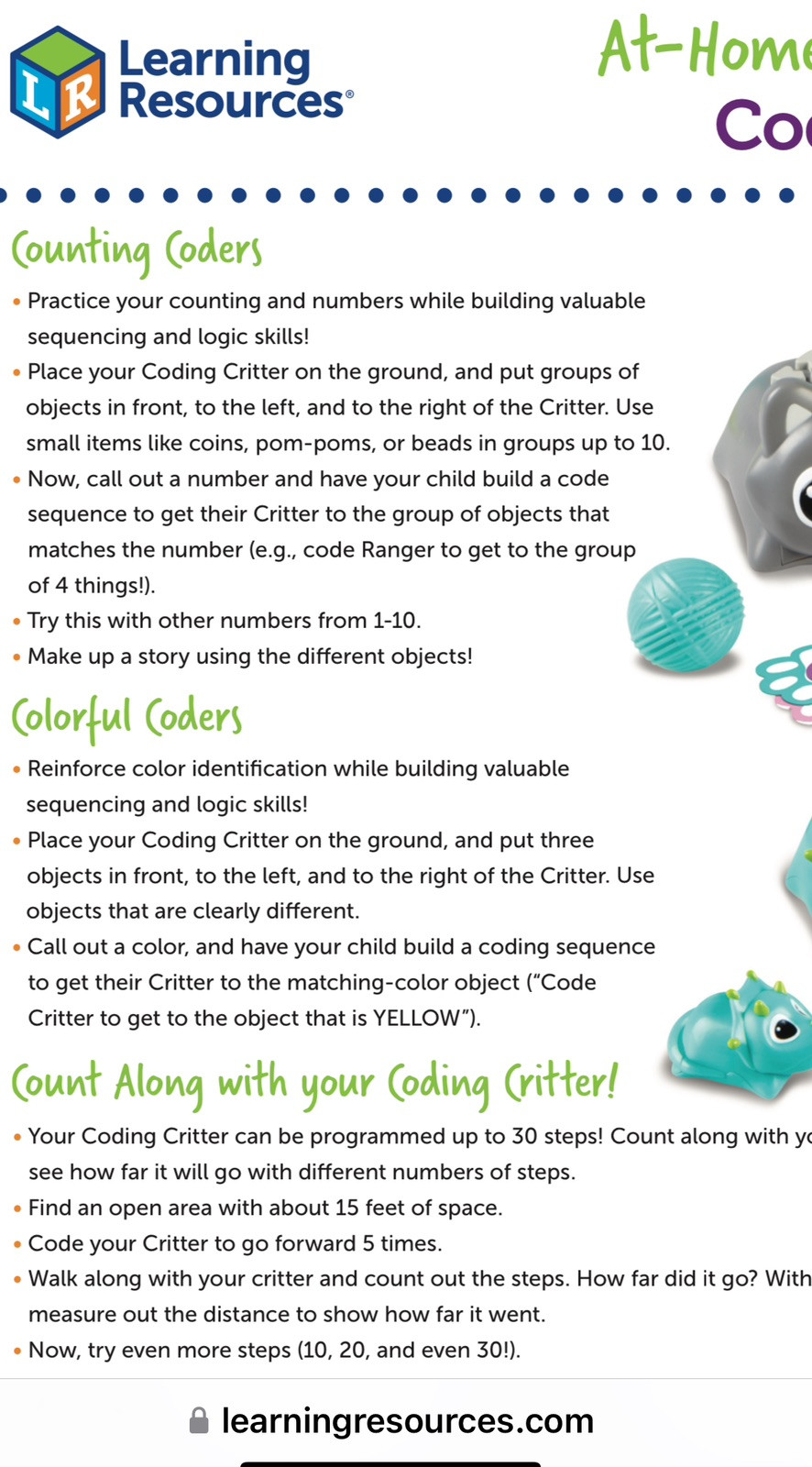 CODING CRITTERS Toy Scamper & Sneaker STEM Learning Resources Cat Best Toy! NEW