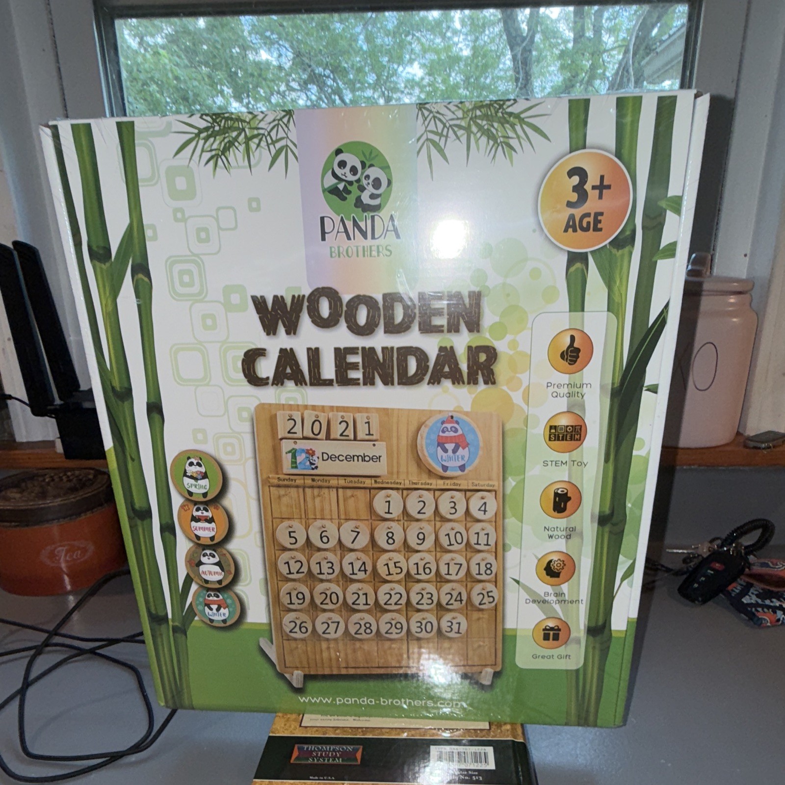 Panda Brothers Wooden Calendar STEM Toy Ages 3+ Multicolor Panda PB-WC-001